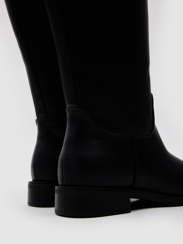 Bota equitación alta microfibra negro vista cenital