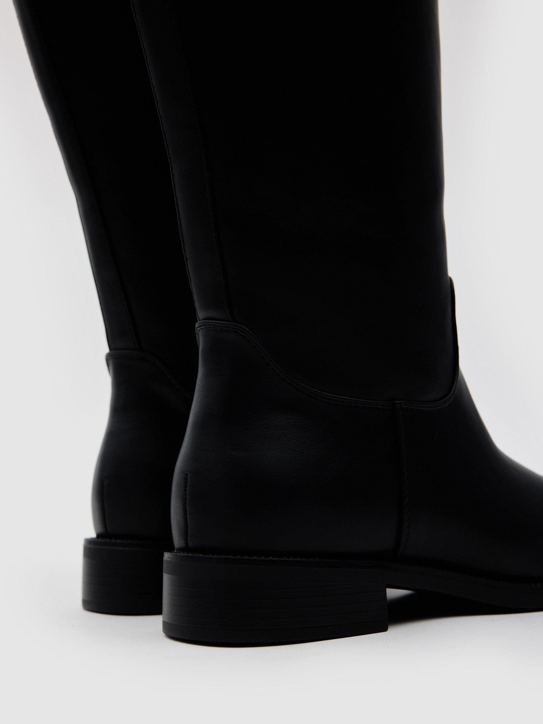 Bota de equitação alta de microfibra preto