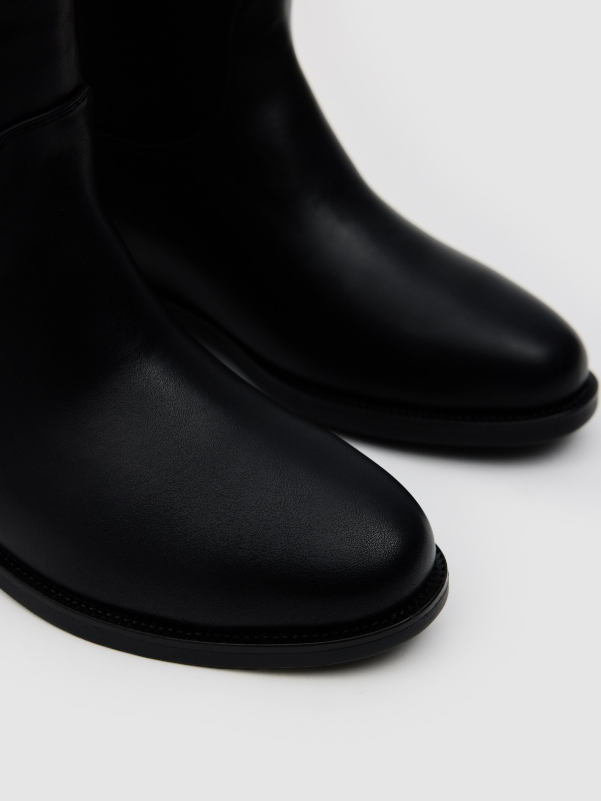 Bota equitación alta microfibra negro vista detalle