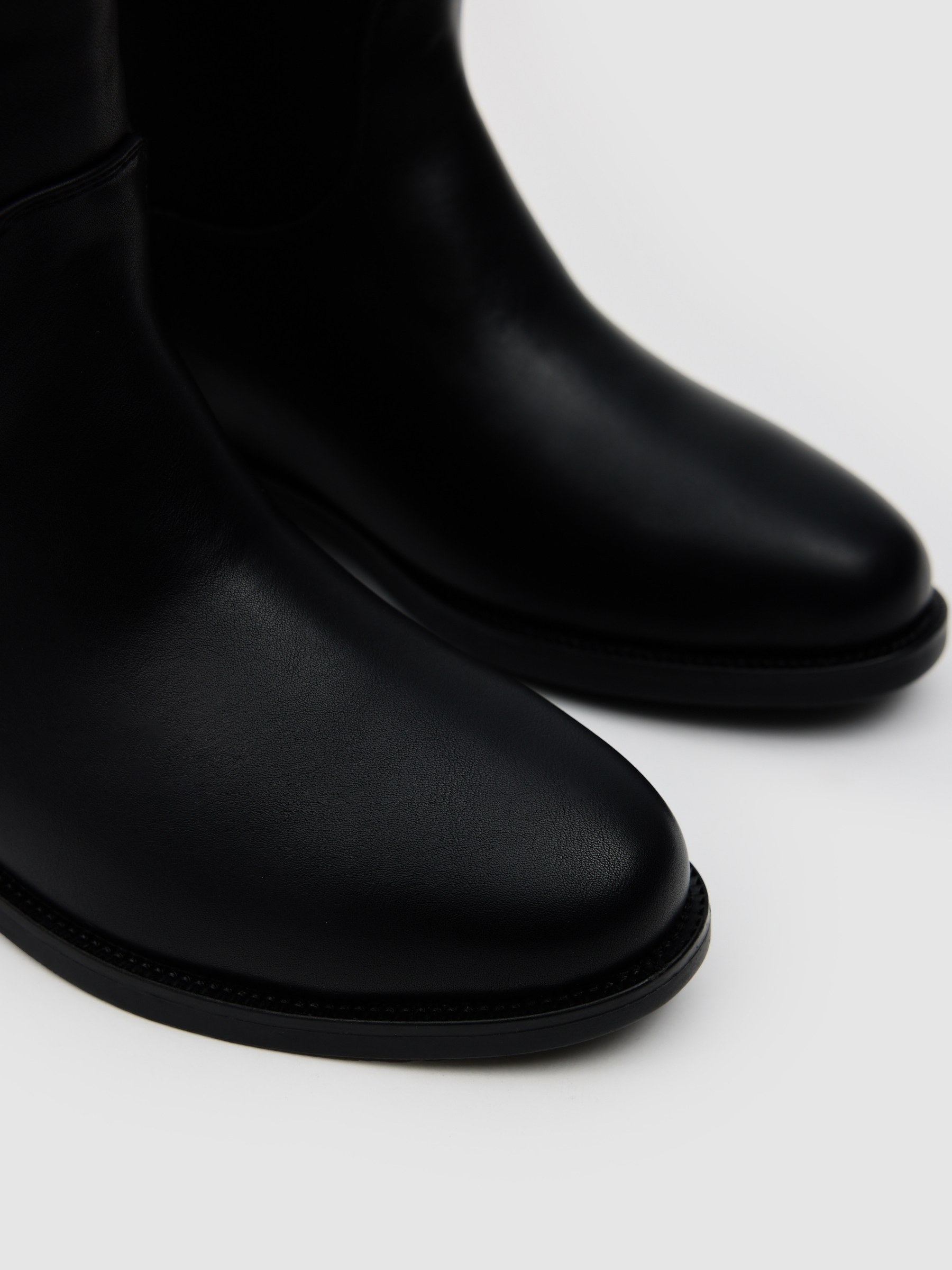 Bota de equitação alta de microfibra preto