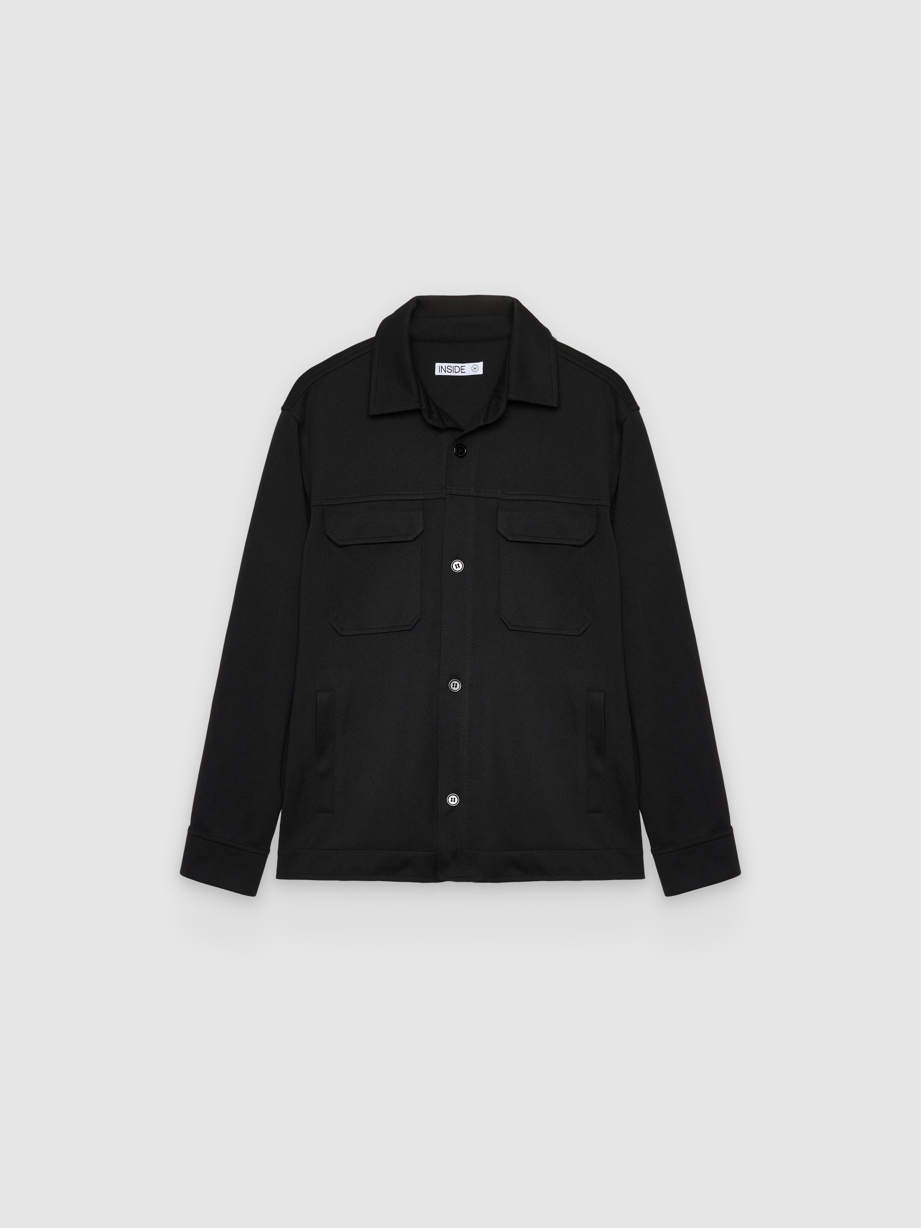  Sobrecamisa lisa de algodão preto vista frontal
