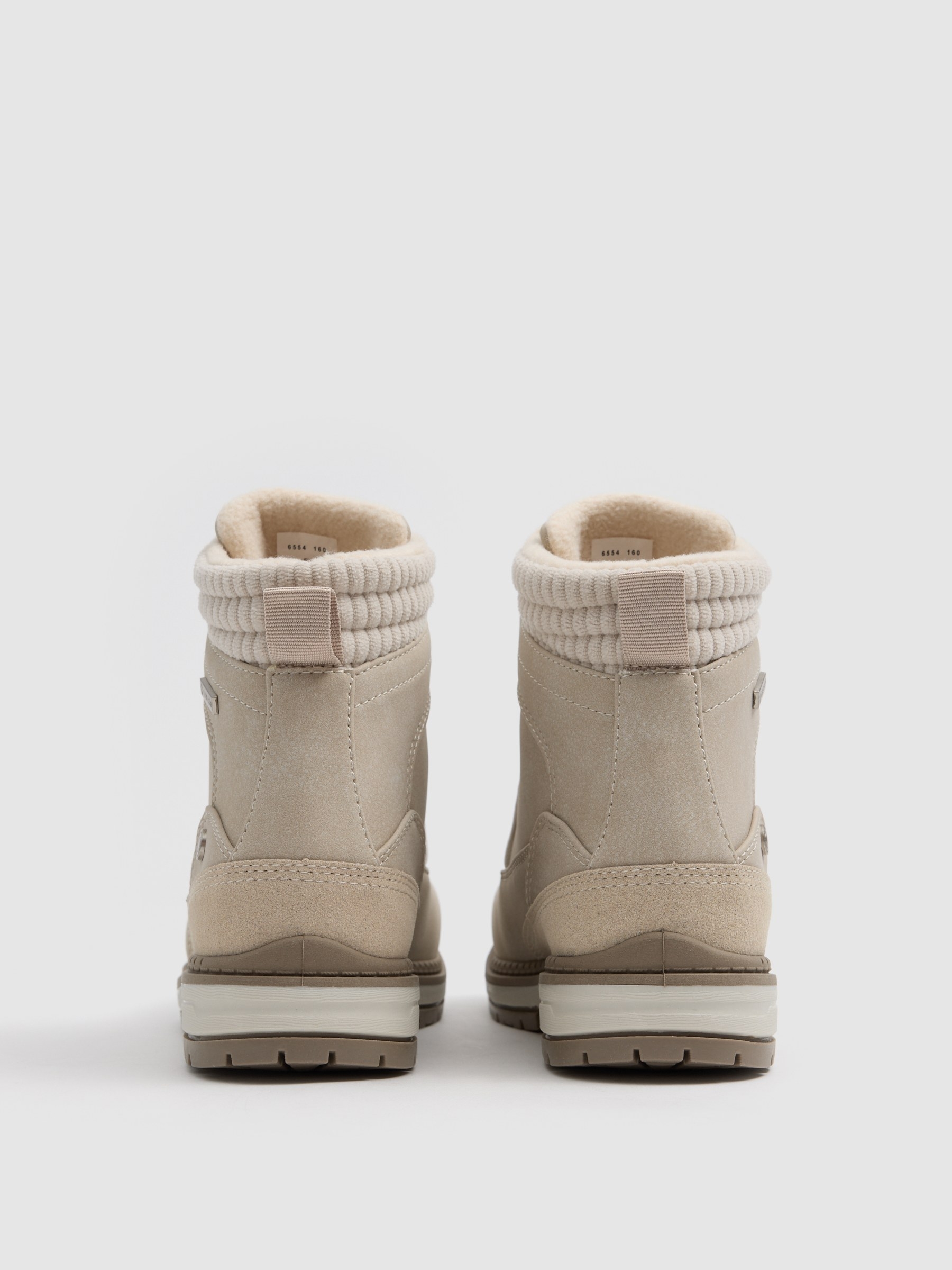 Flat faux-leather hiking boot grey