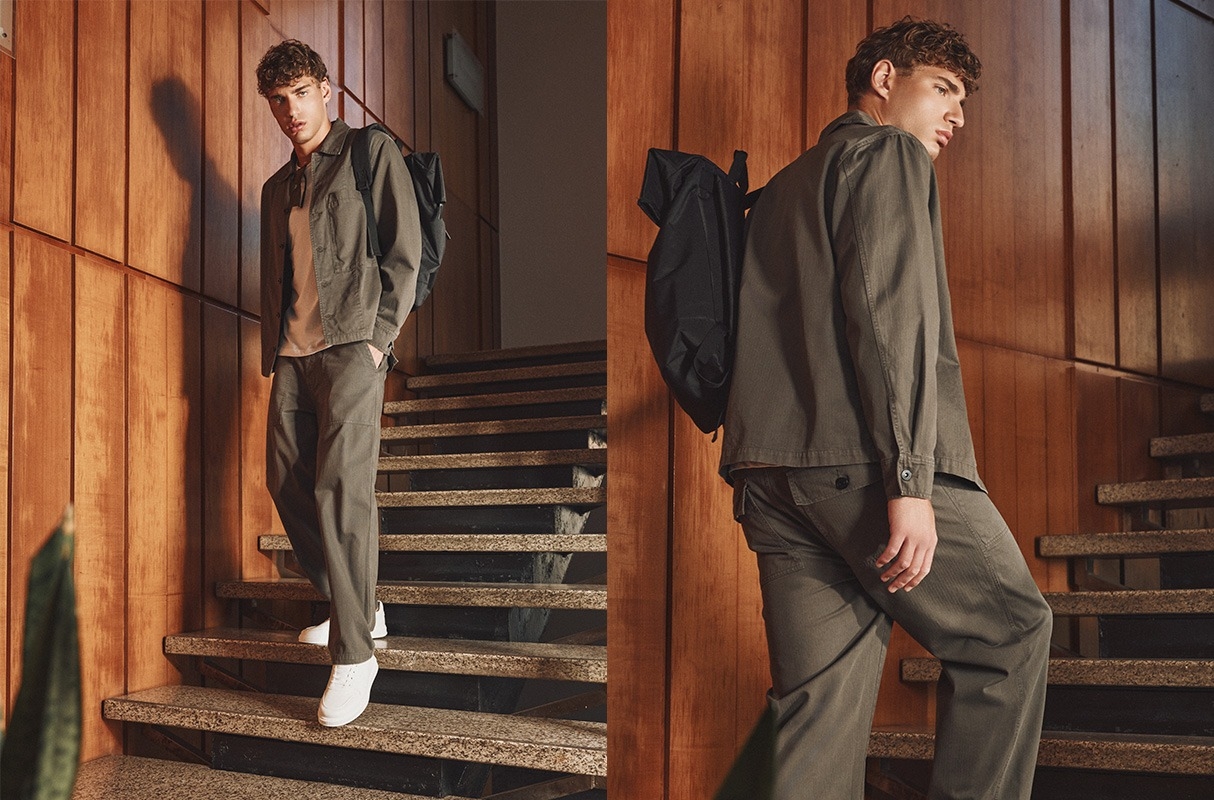 Calça cargo relaxed de cintura alta cáqui vista geral frontal