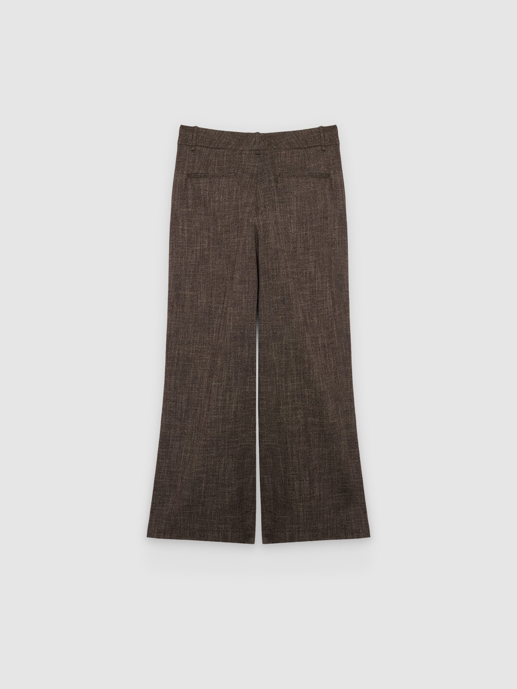  Calça de alfaiataria ampla jacquard marrom escuro vista frontal