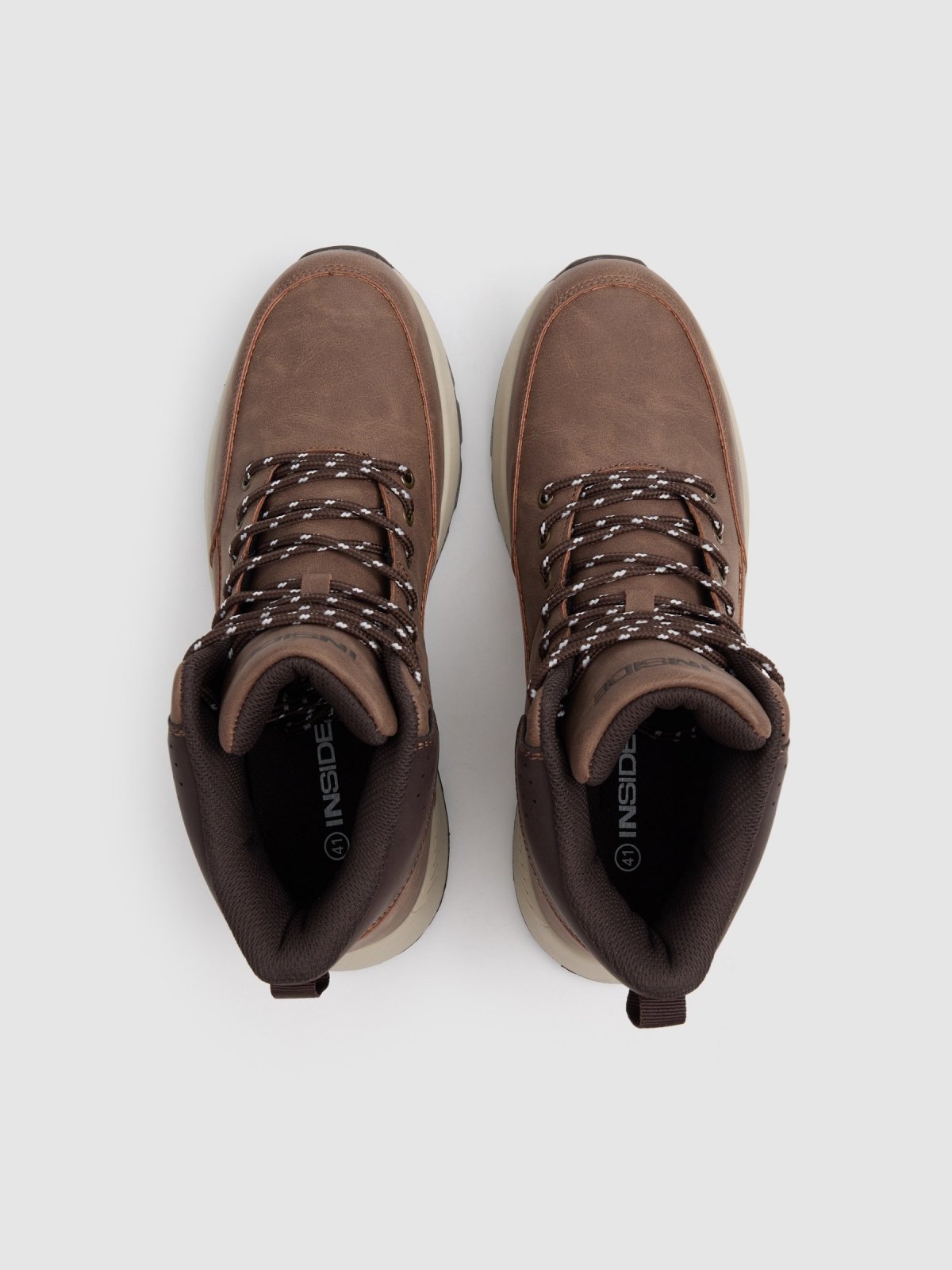 Bota work cordones polipiel marrón vista cenital
