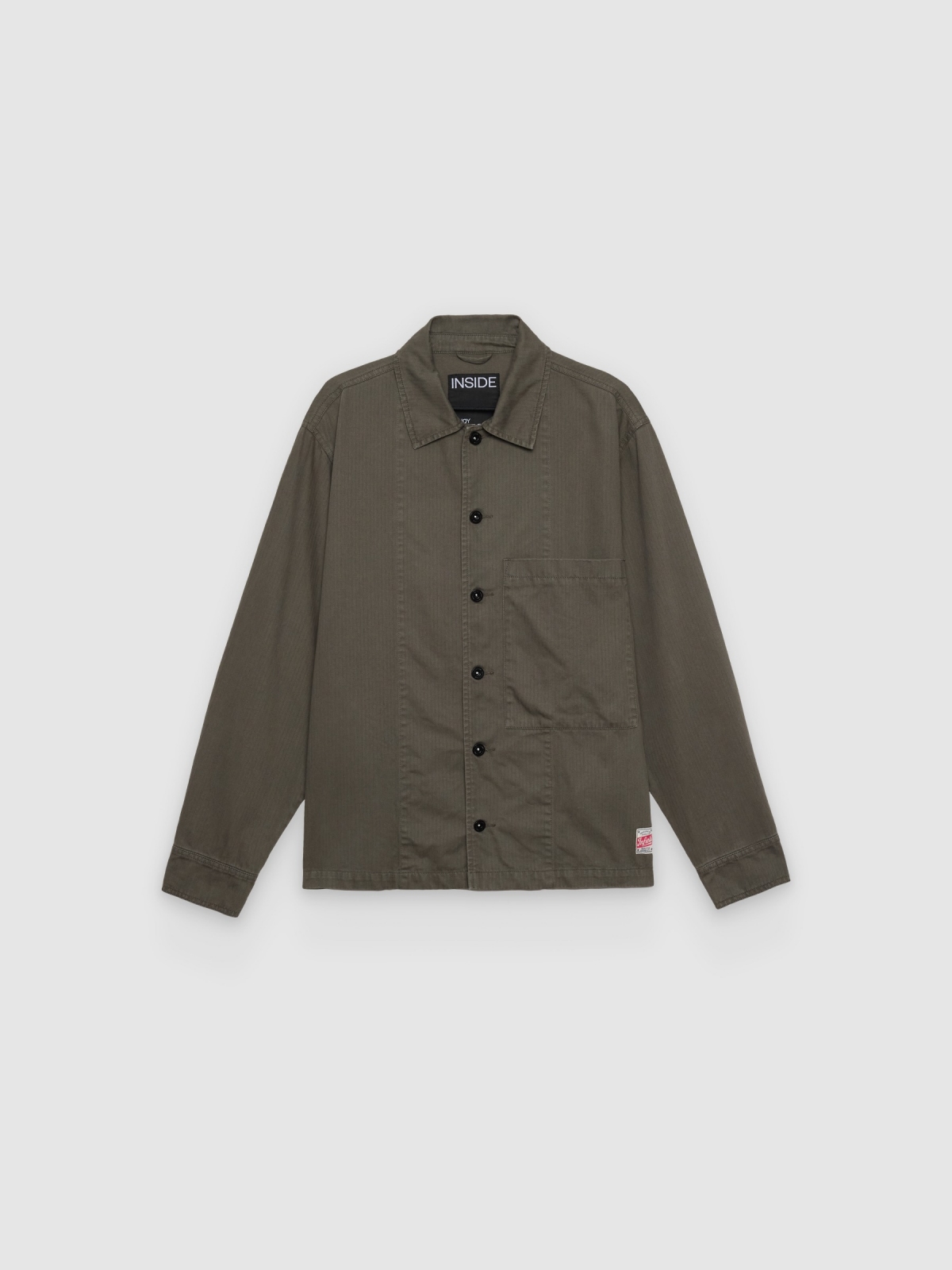 %Pto% Herringbone canvas jacket with buttons khaki front view
