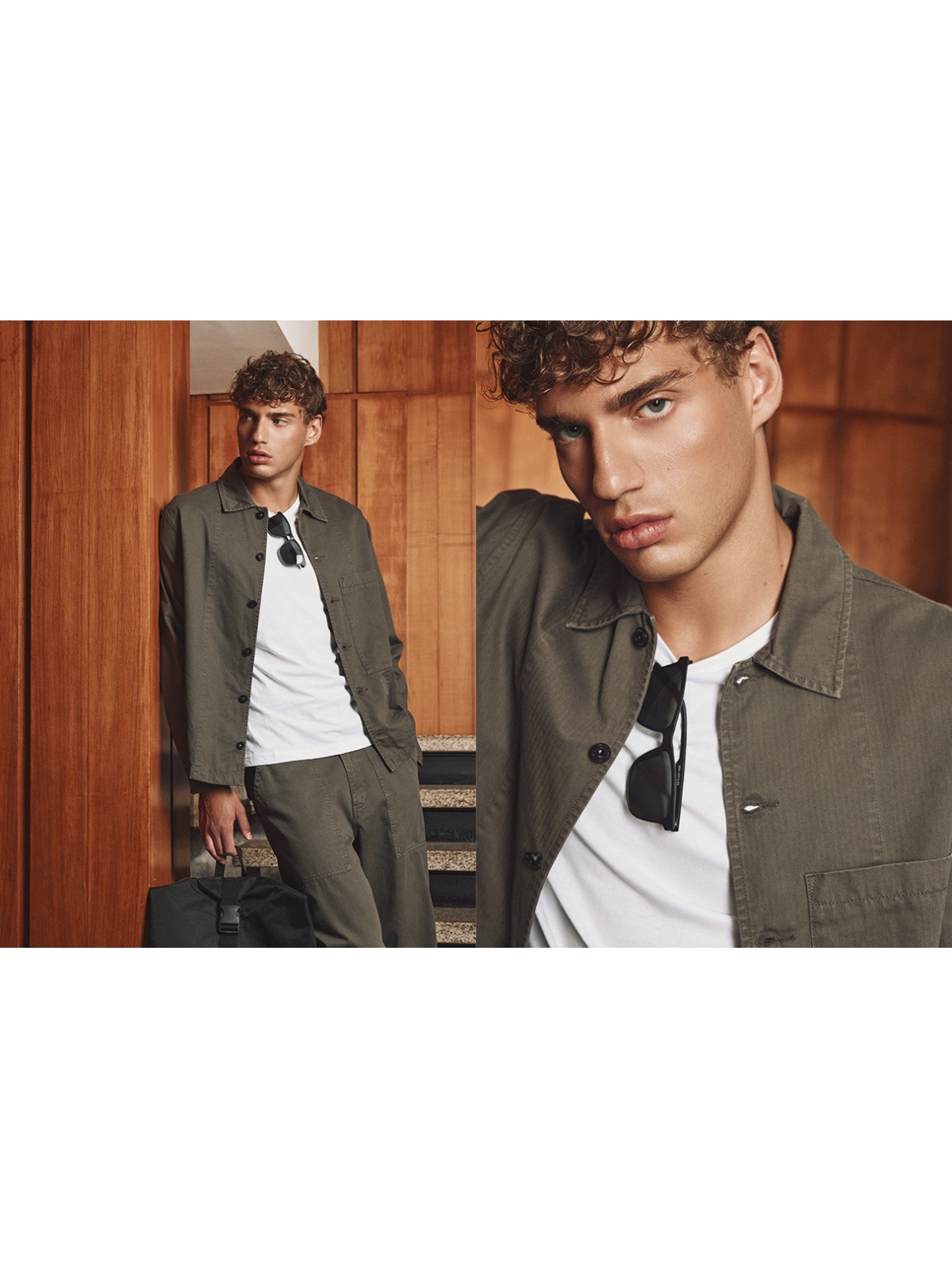 %NewExtra% Herringbone canvas jacket with buttons khaki