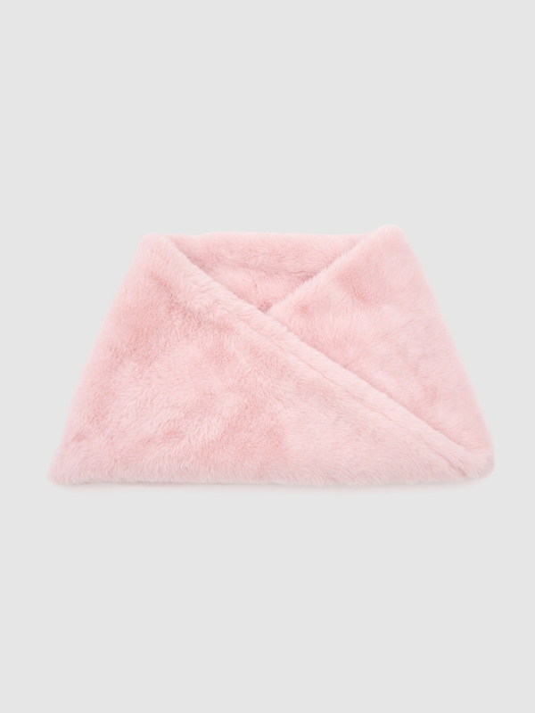 Bufanda cuello 25x42cm rosa vista enrollada