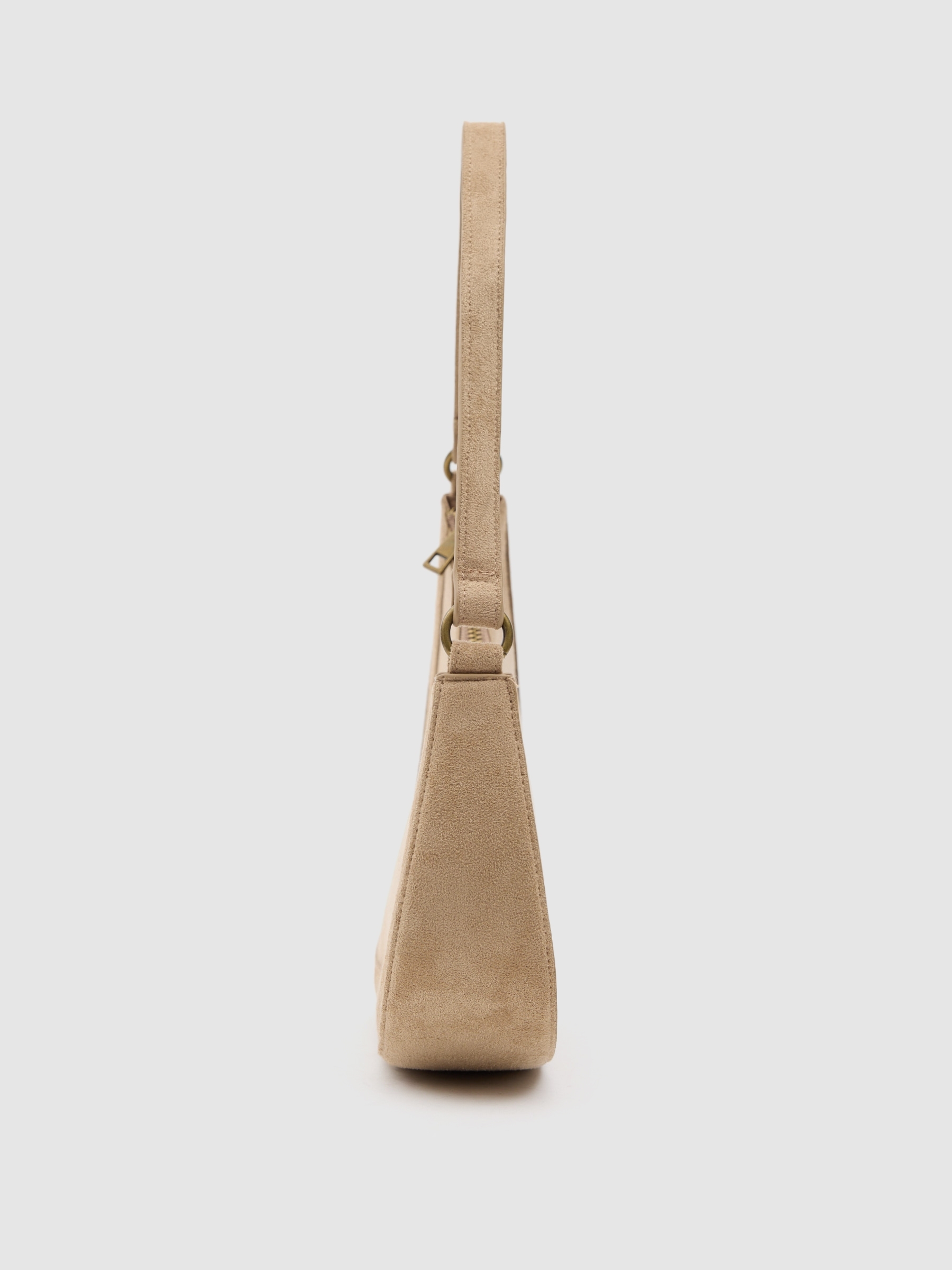 Bolso hombro asimétrico efecto piel taupe vista general frontal