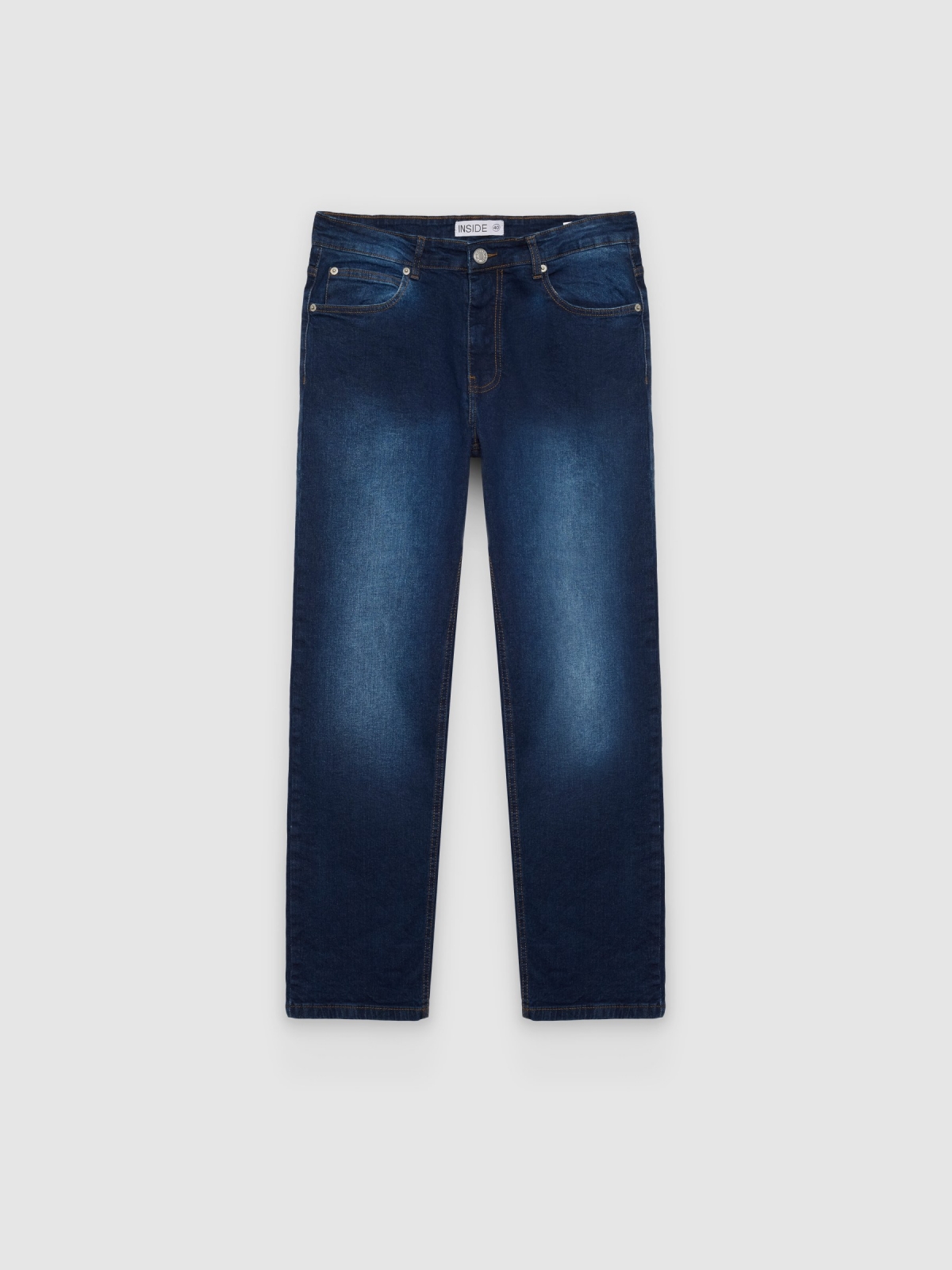 %Pto% Regular high-rise denim jeans blue front view