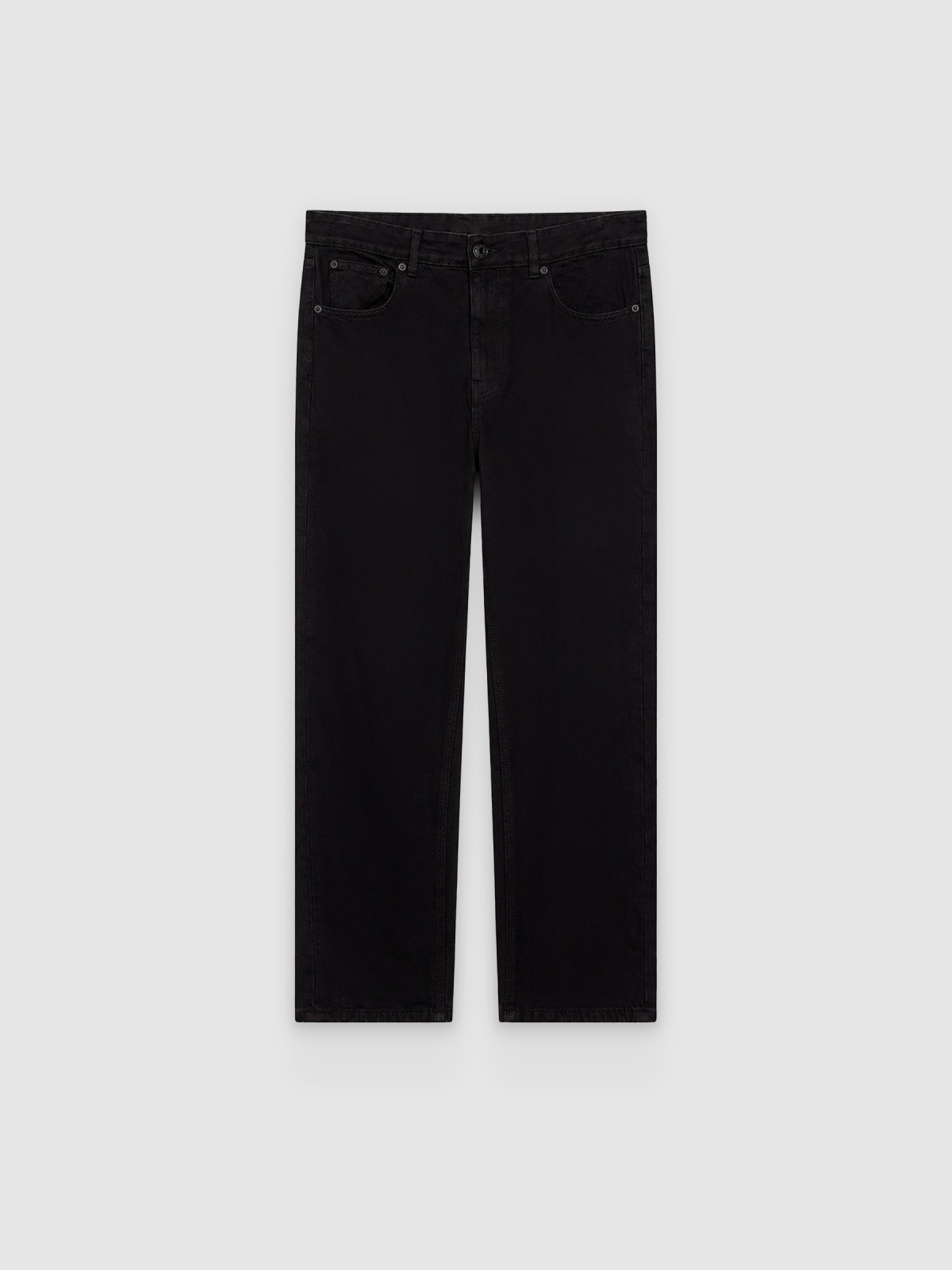 %Pto% High-waisted black straight jeans black front view