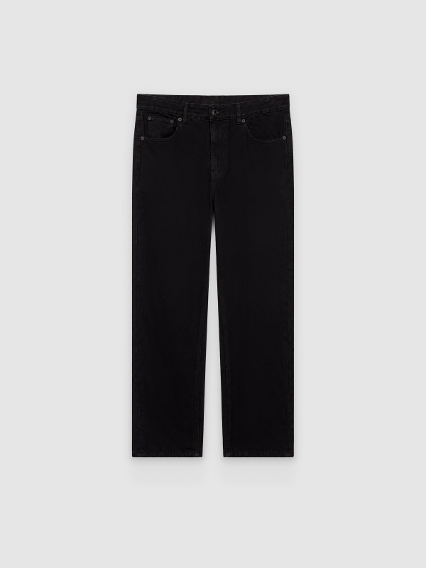  High-waisted black straight jeans black front view