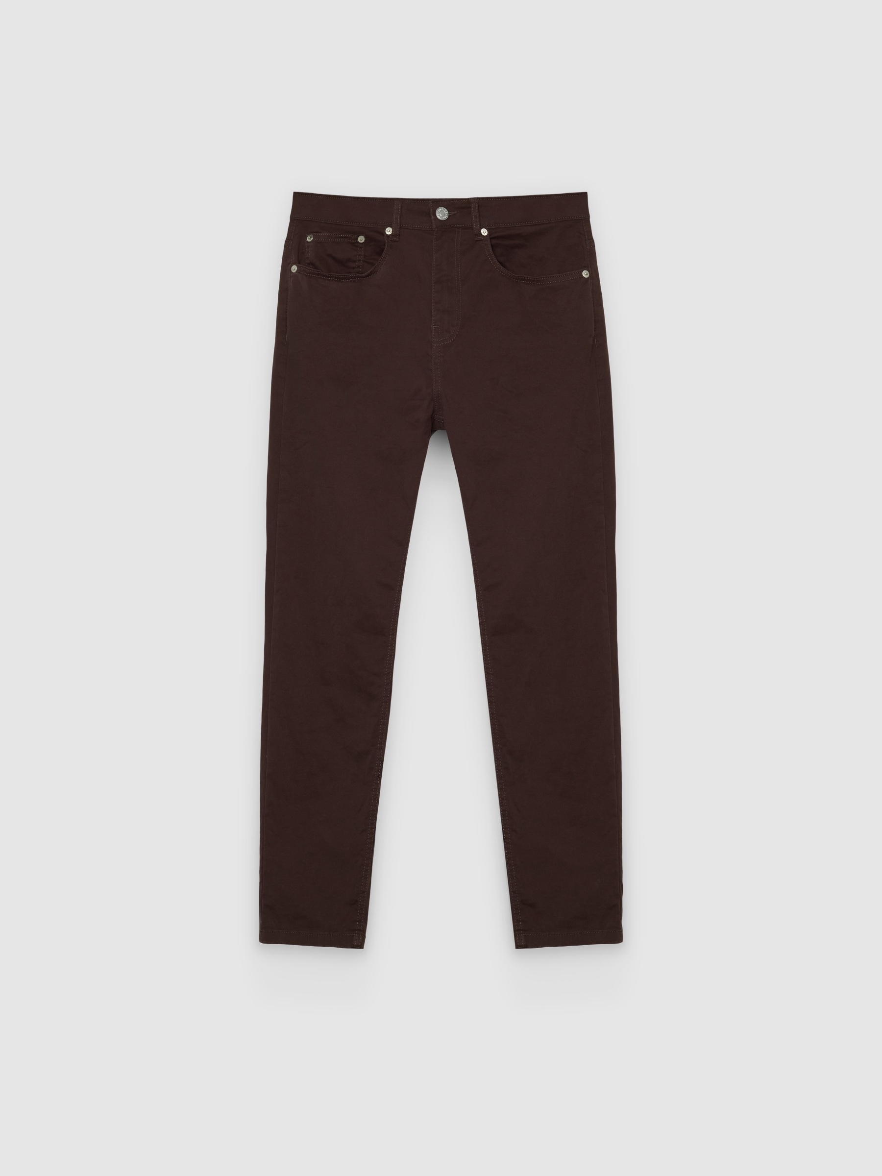 %Pto% Black high-waisted slim jeans chocolate front view