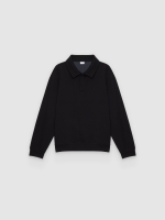 %Pto% Moletom polo oversized com botões preto vista frontal