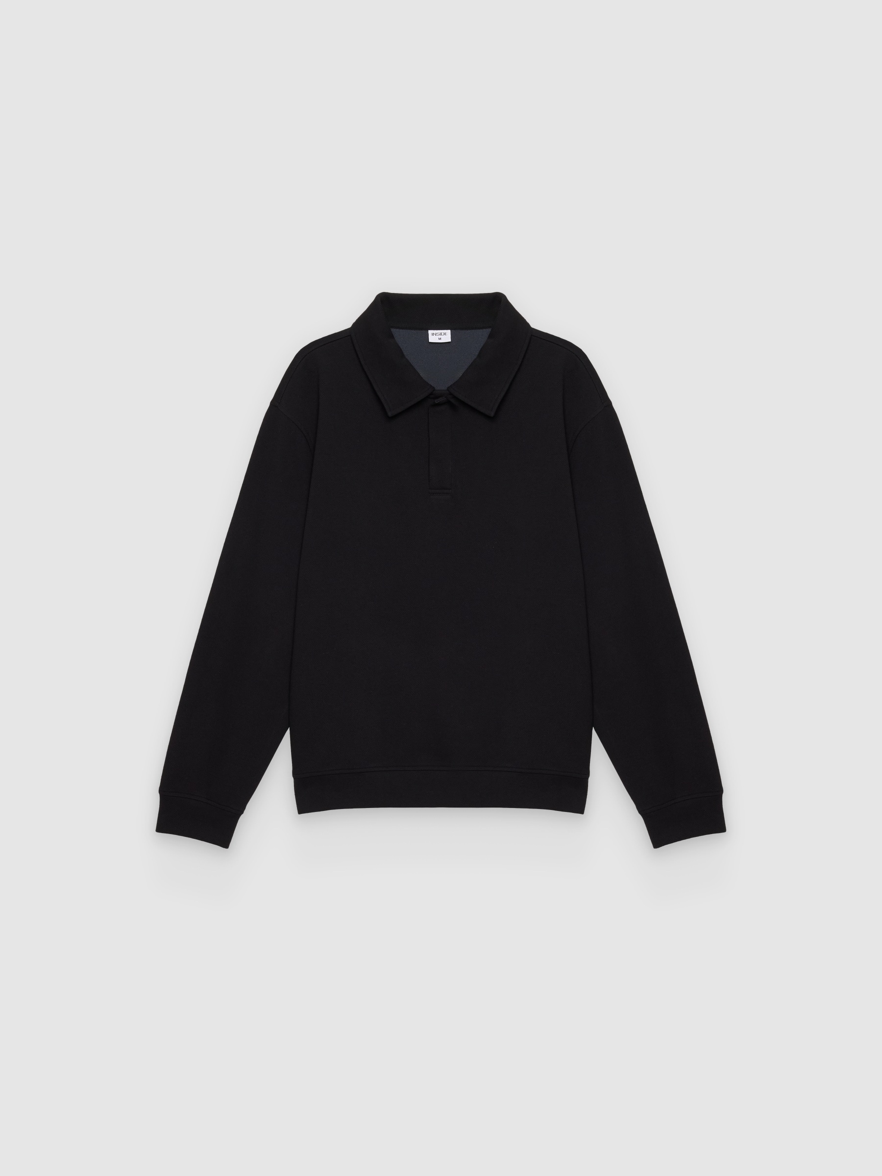 Oversized polo sweatshirt with buttons black front view