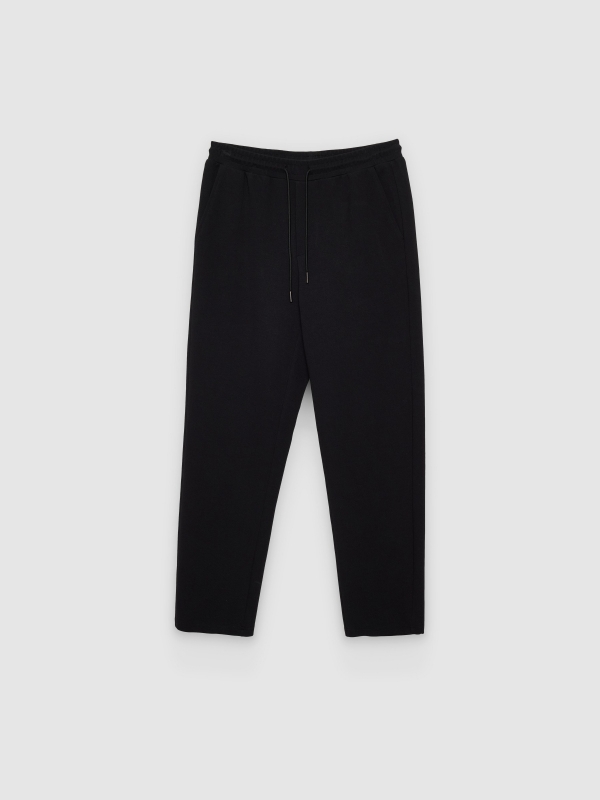  Pantalón jogger tiro alto algodón negro vista frontal