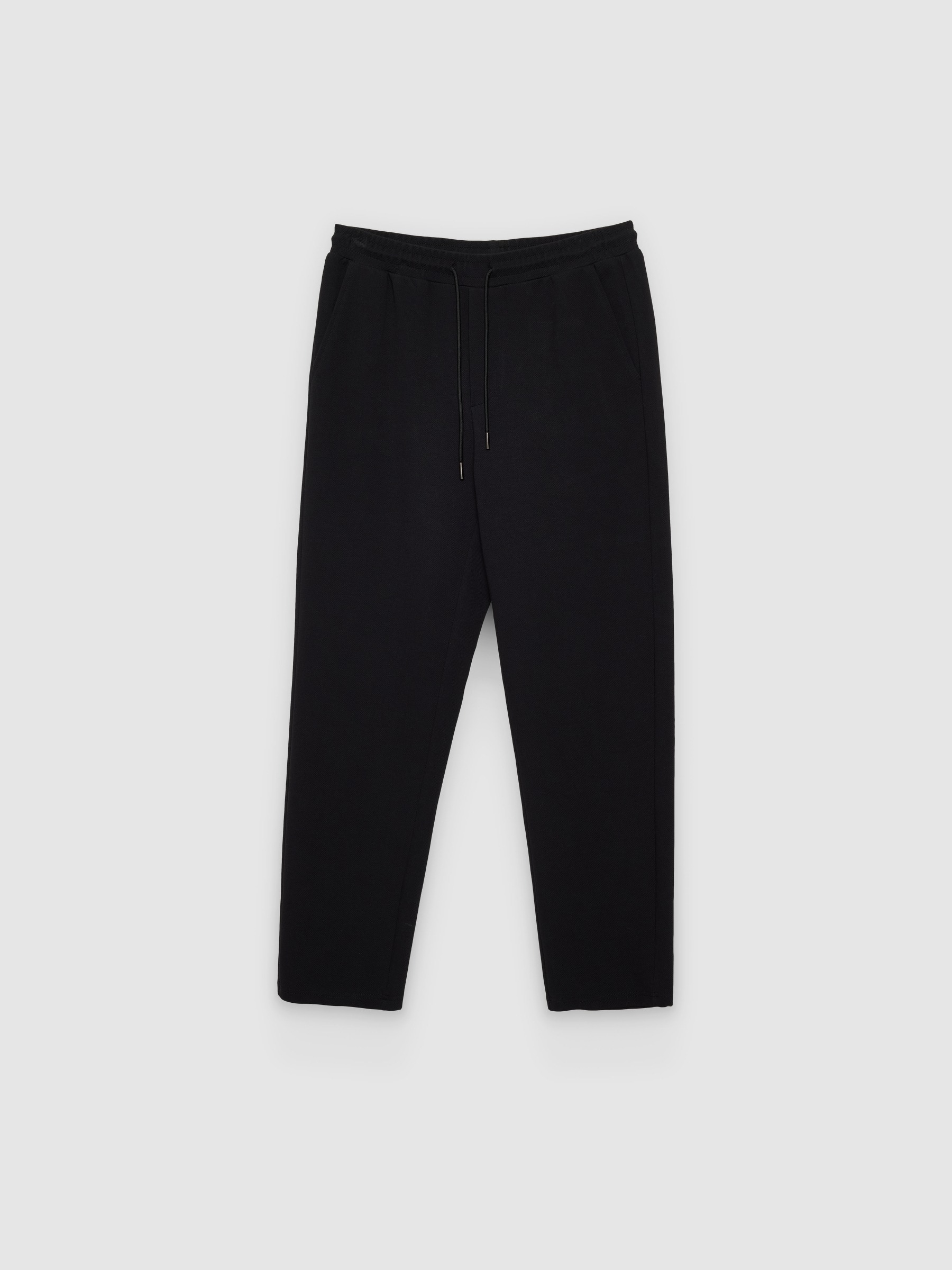 %Pto% Calça jogger cintura alta algodão preto vista frontal