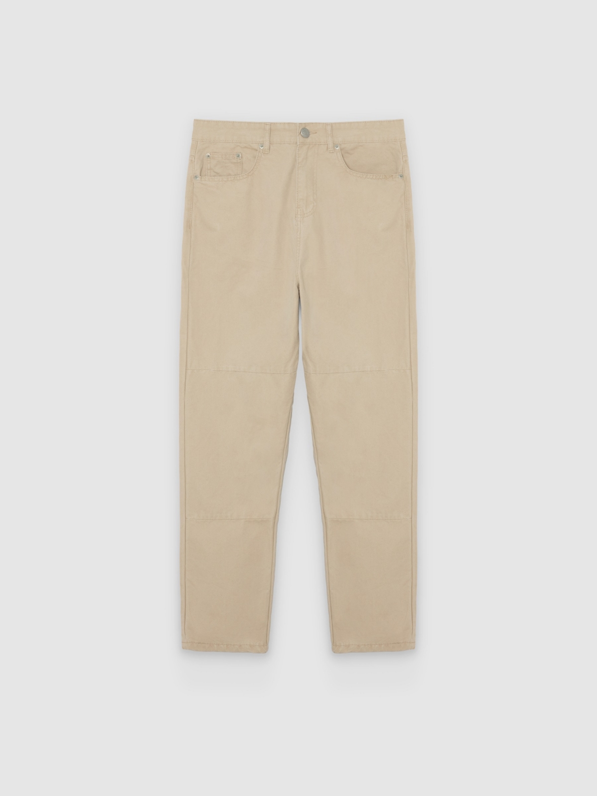 %Pto% Wide high-rise carpenter jeans beige front view