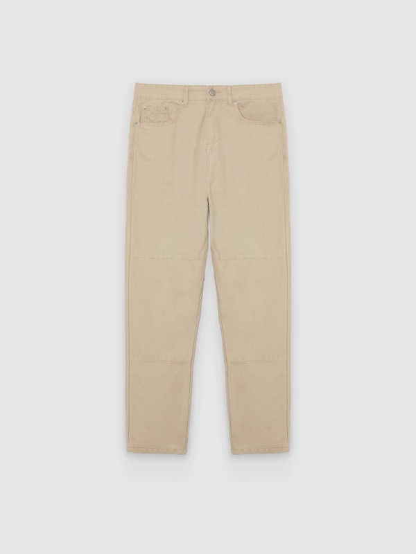  Jeans carpenter largos cintura alta bege vista frontal
