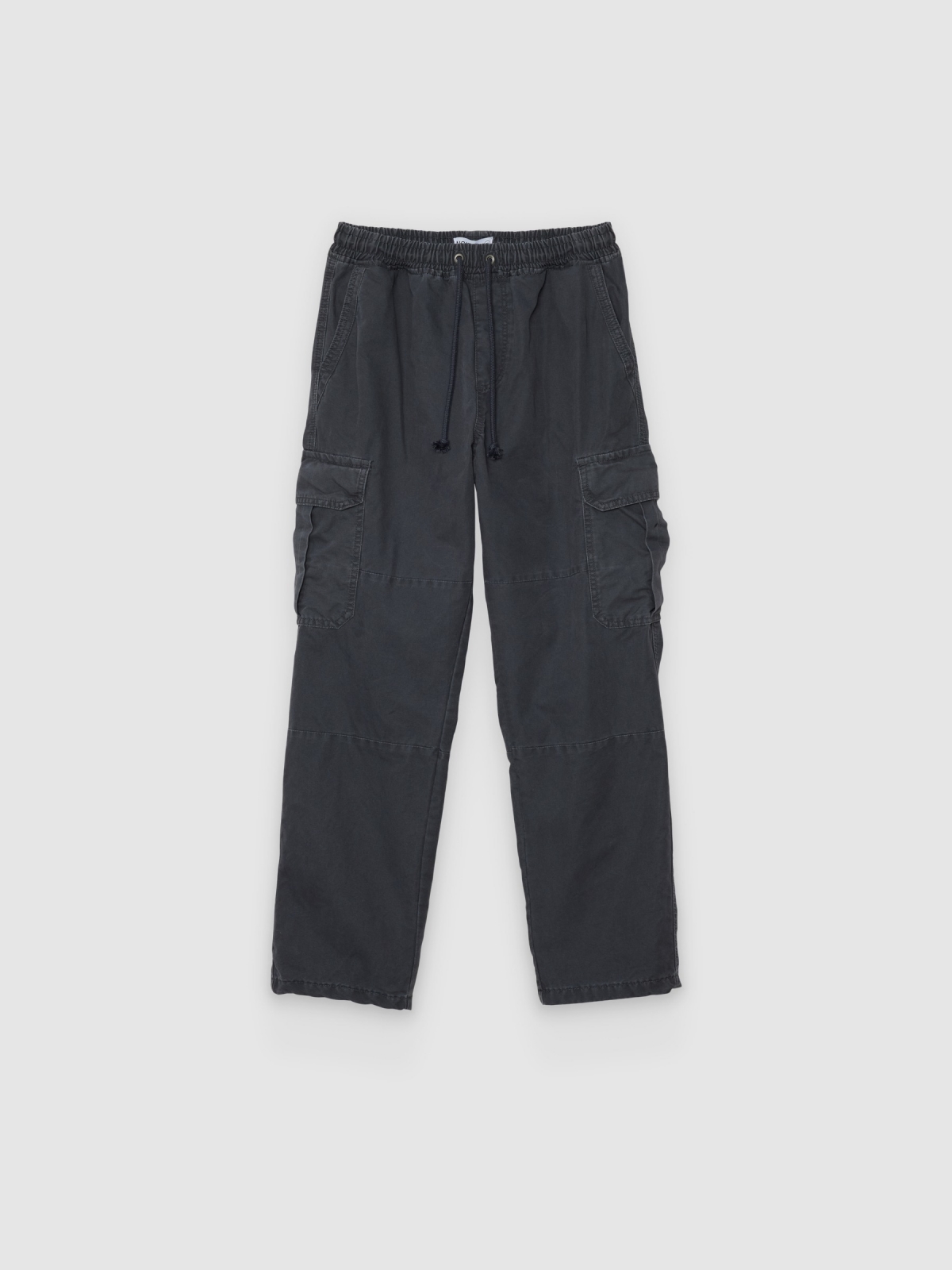 %Pto% Pantalón cargo algodón tiro alto azul marino vista frontal