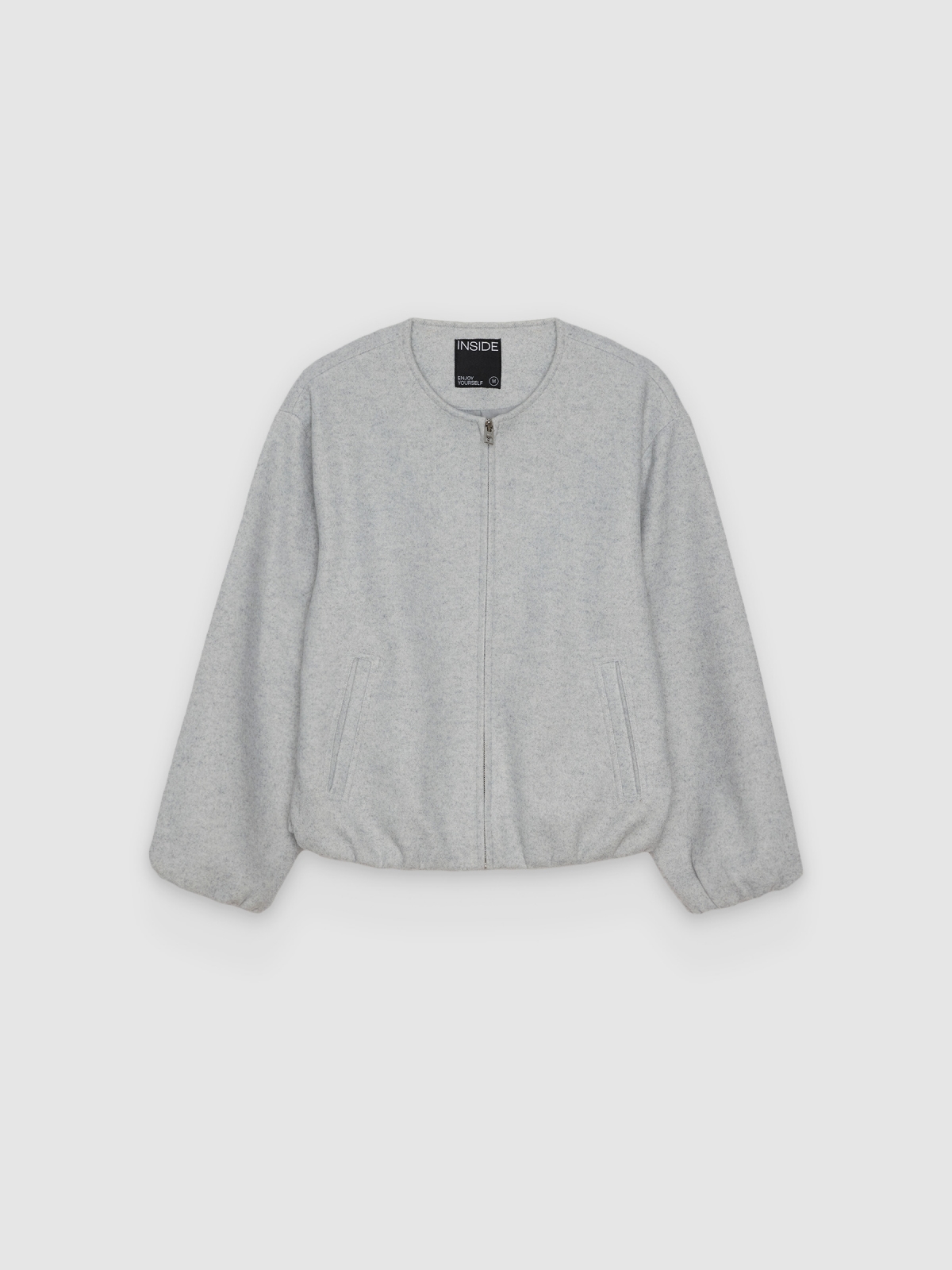 %Pto% Oversized wool bomber jacket medium grey vigore front view