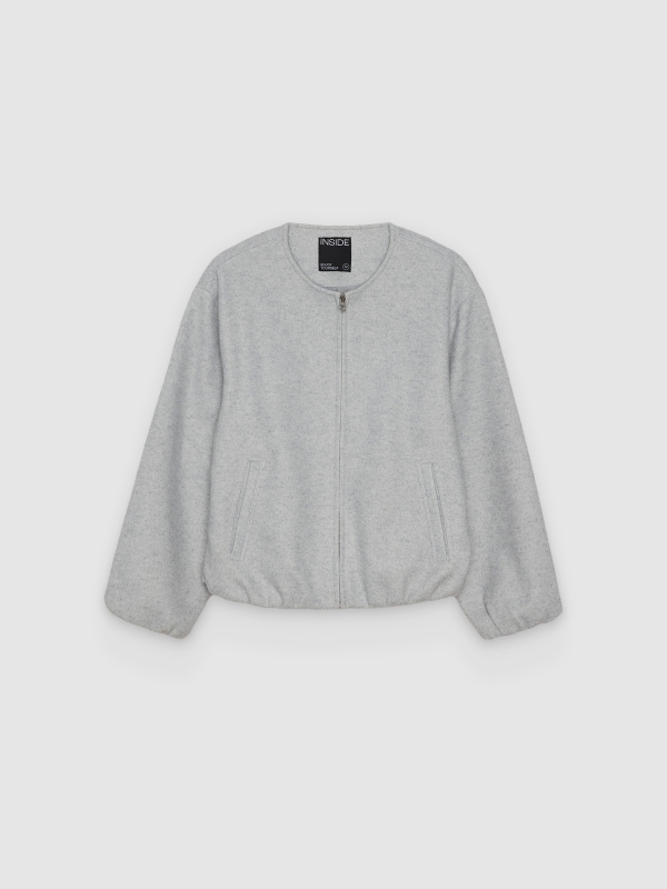  Oversized wool bomber jacket medium grey vigore front view