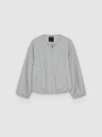 %Pto% Cazadora bomber de paño oversize gris vigoré medio vista frontal