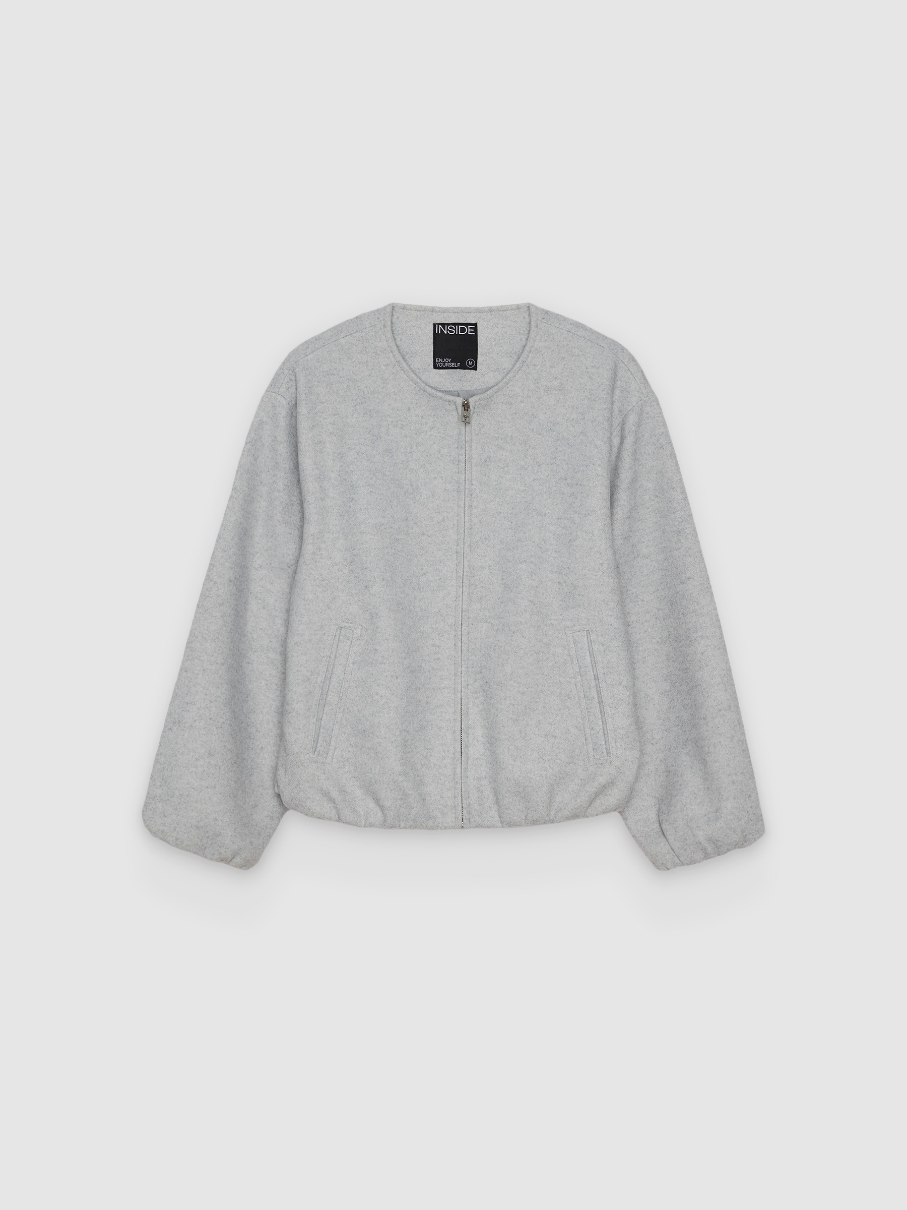 %Pto% Cazadora bomber de paño oversize gris vigoré medio vista frontal