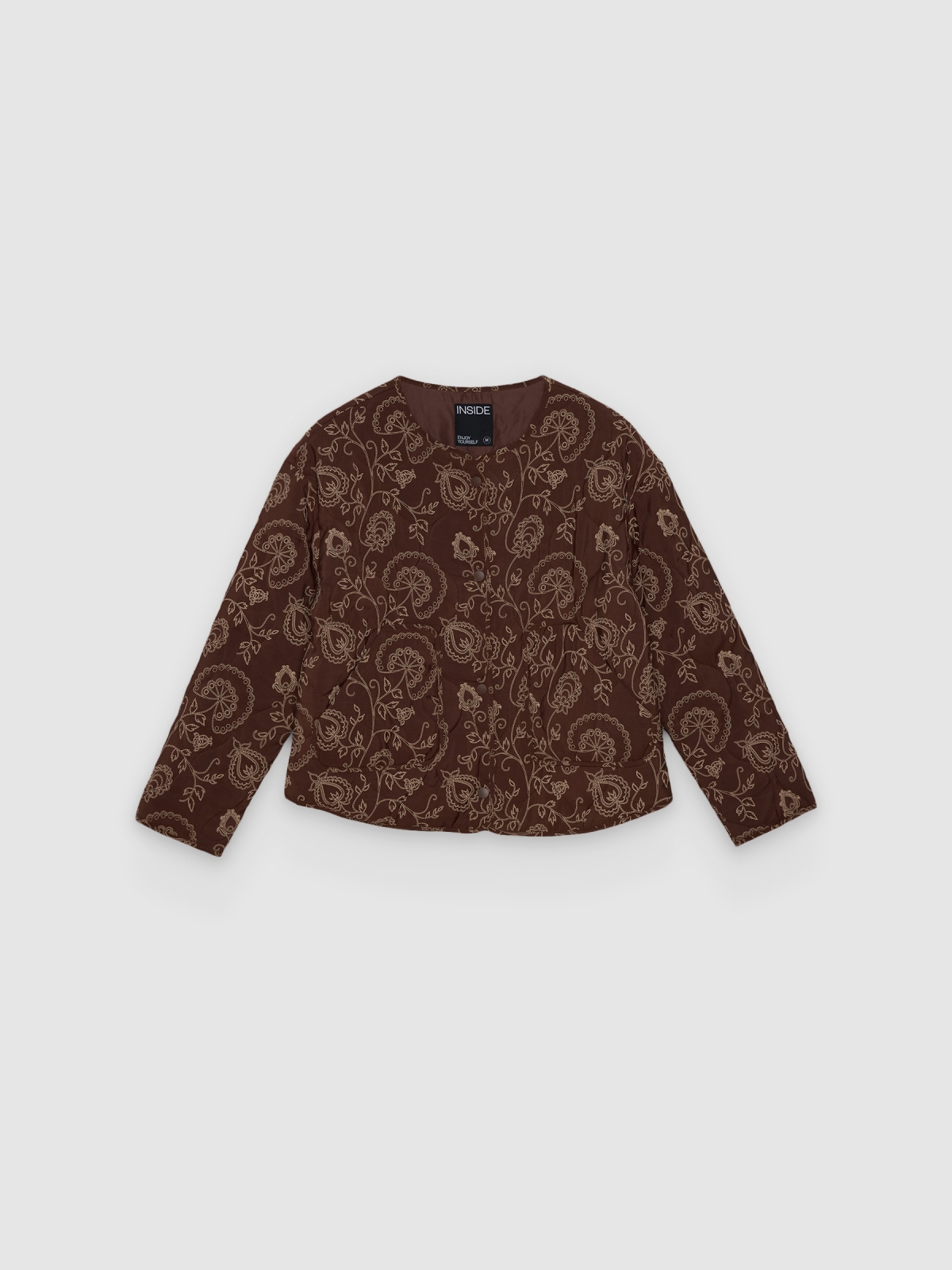 %Pto% Jaqueta bomber floral oversized beringela vista frontal