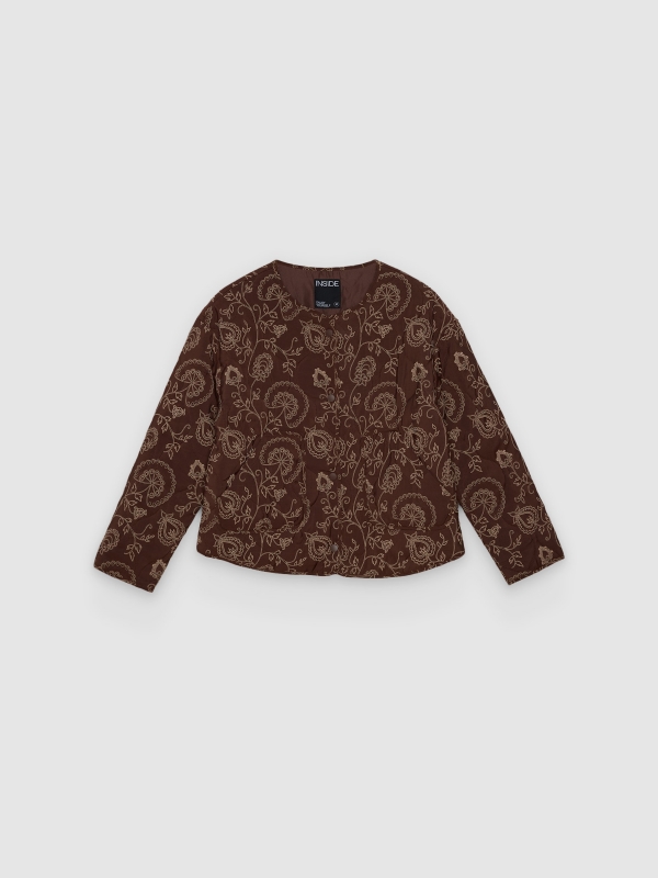  Jaqueta bomber floral oversized beringela vista frontal