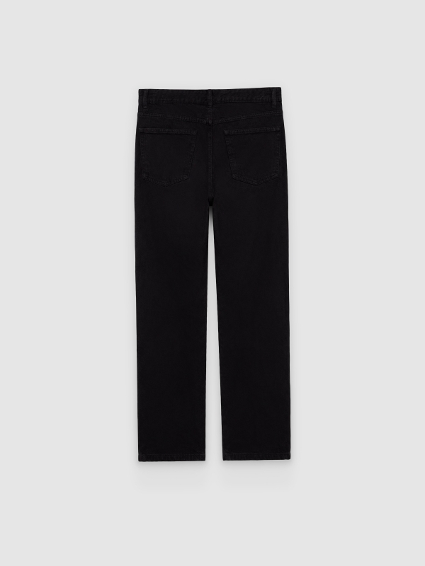 Jeans straight tiro alto negro negro vista trasera