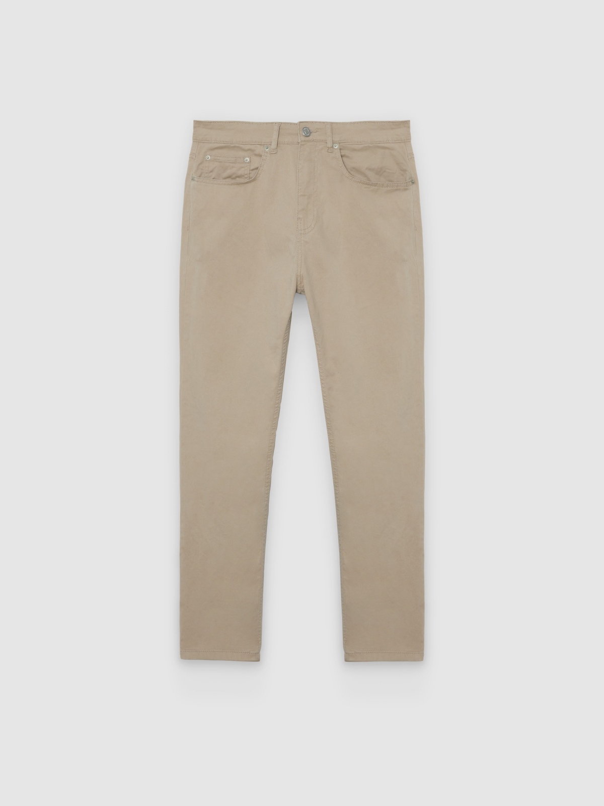 %Pto% Jeans slim de cintura alta pretos bege vista frontal