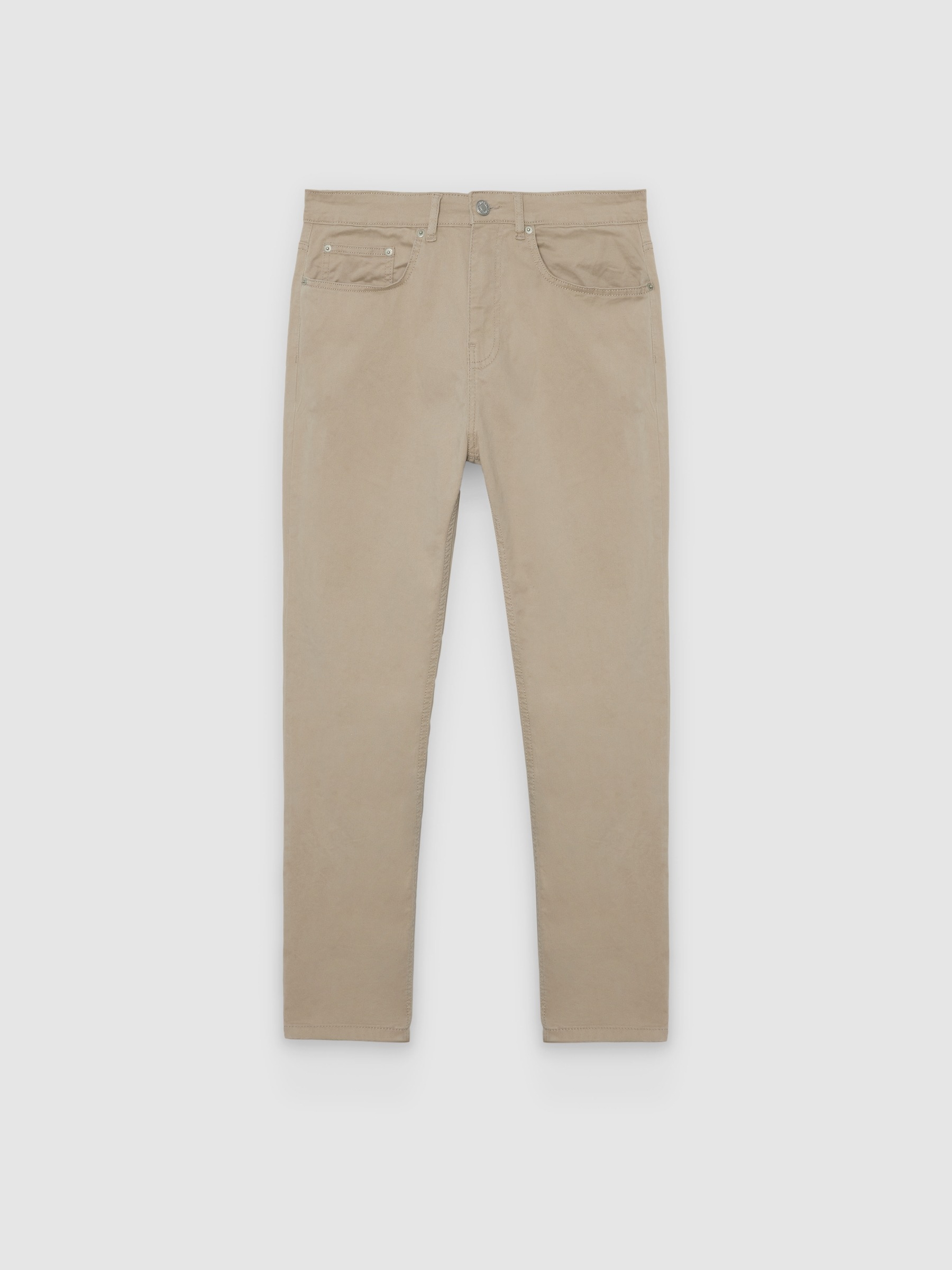  Jeans slim de cintura alta pretos bege vista frontal