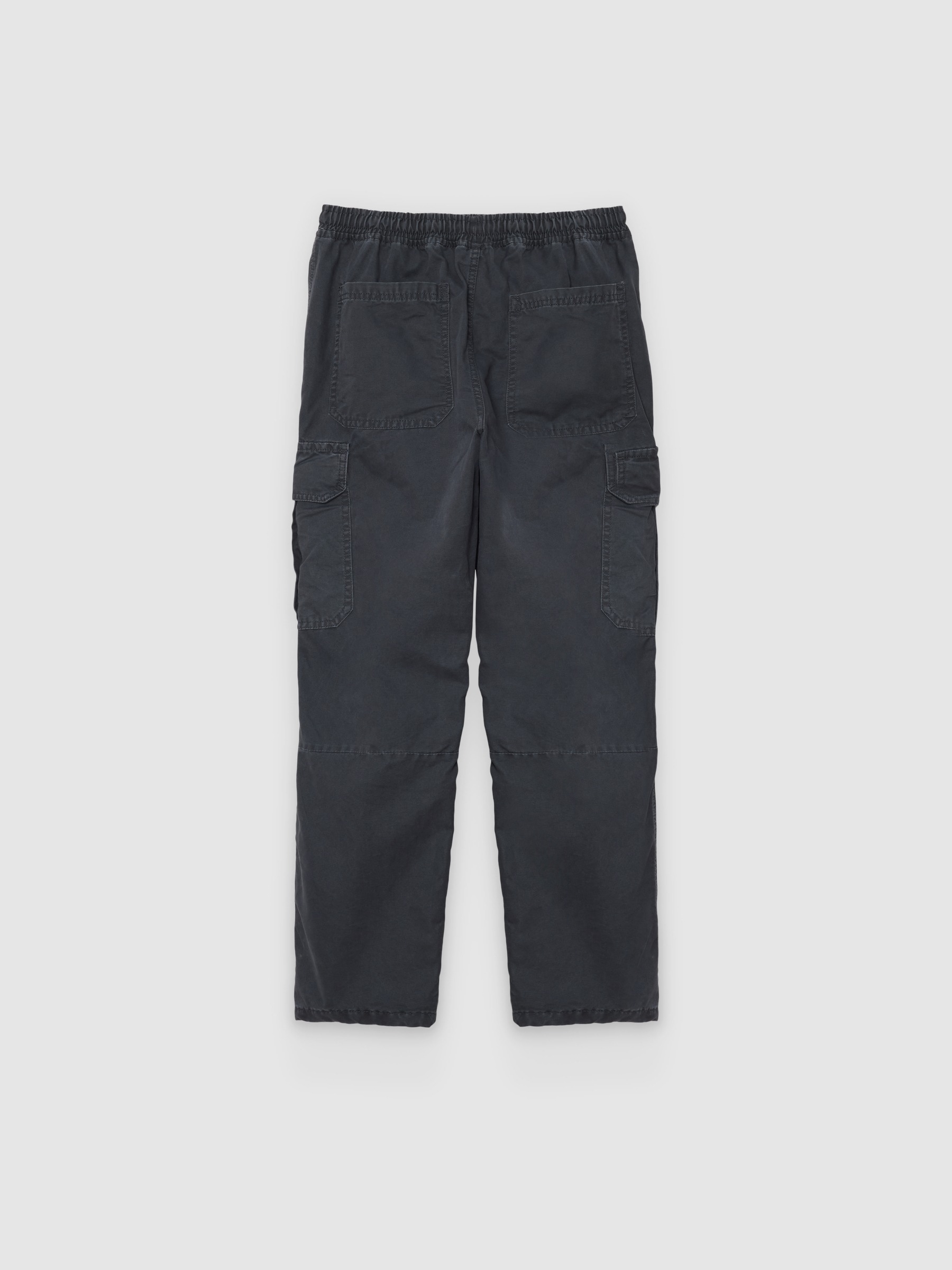 %Pto% High-waisted cotton cargo pants navy front view