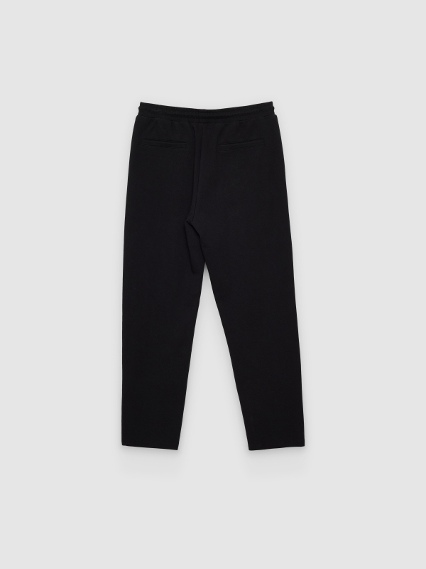 Calça jogger cintura alta algodão preto vista traseira