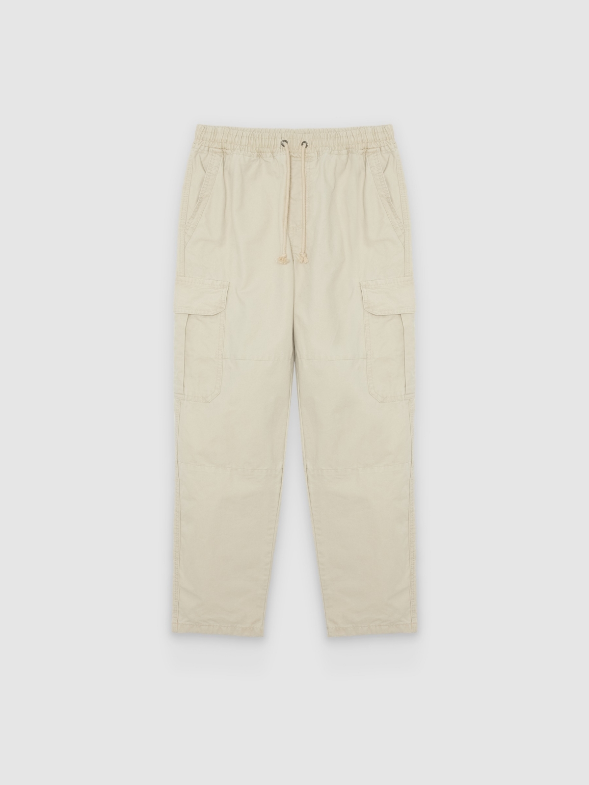 %Pto% Pantalón cargo algodón tiro alto crudo vista frontal
