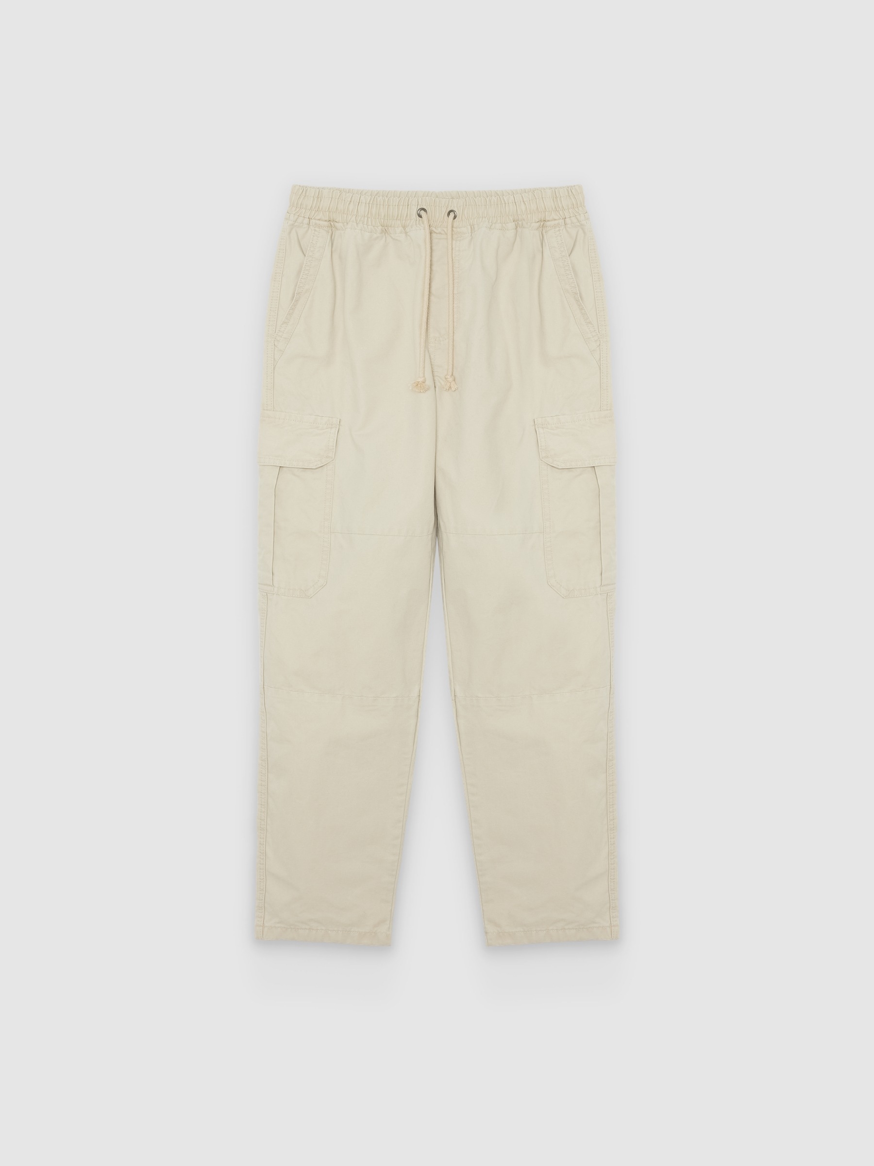  Calça cargo de algodão de cintura alta crua vista frontal