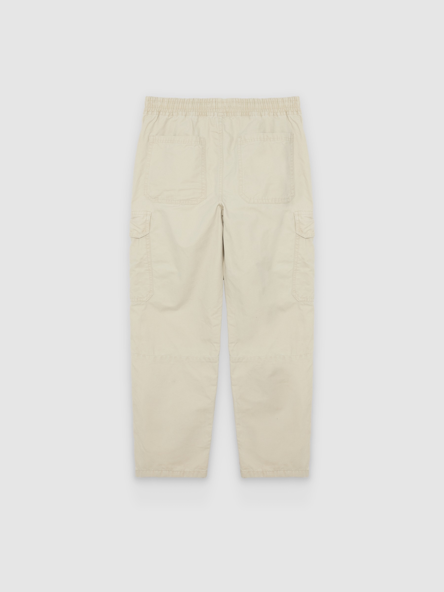  Pantalón cargo algodón tiro alto crudo vista frontal