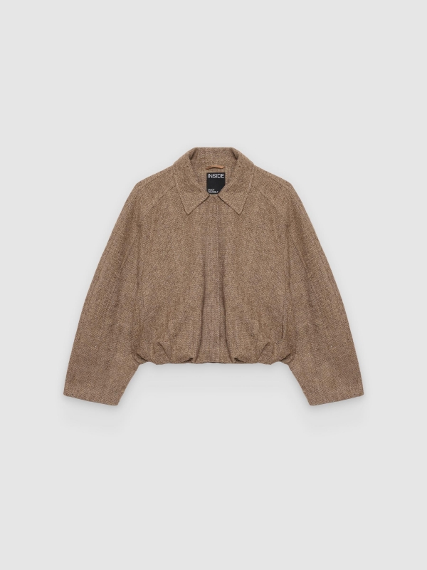  Bomber espiga tweed marrom vista frontal