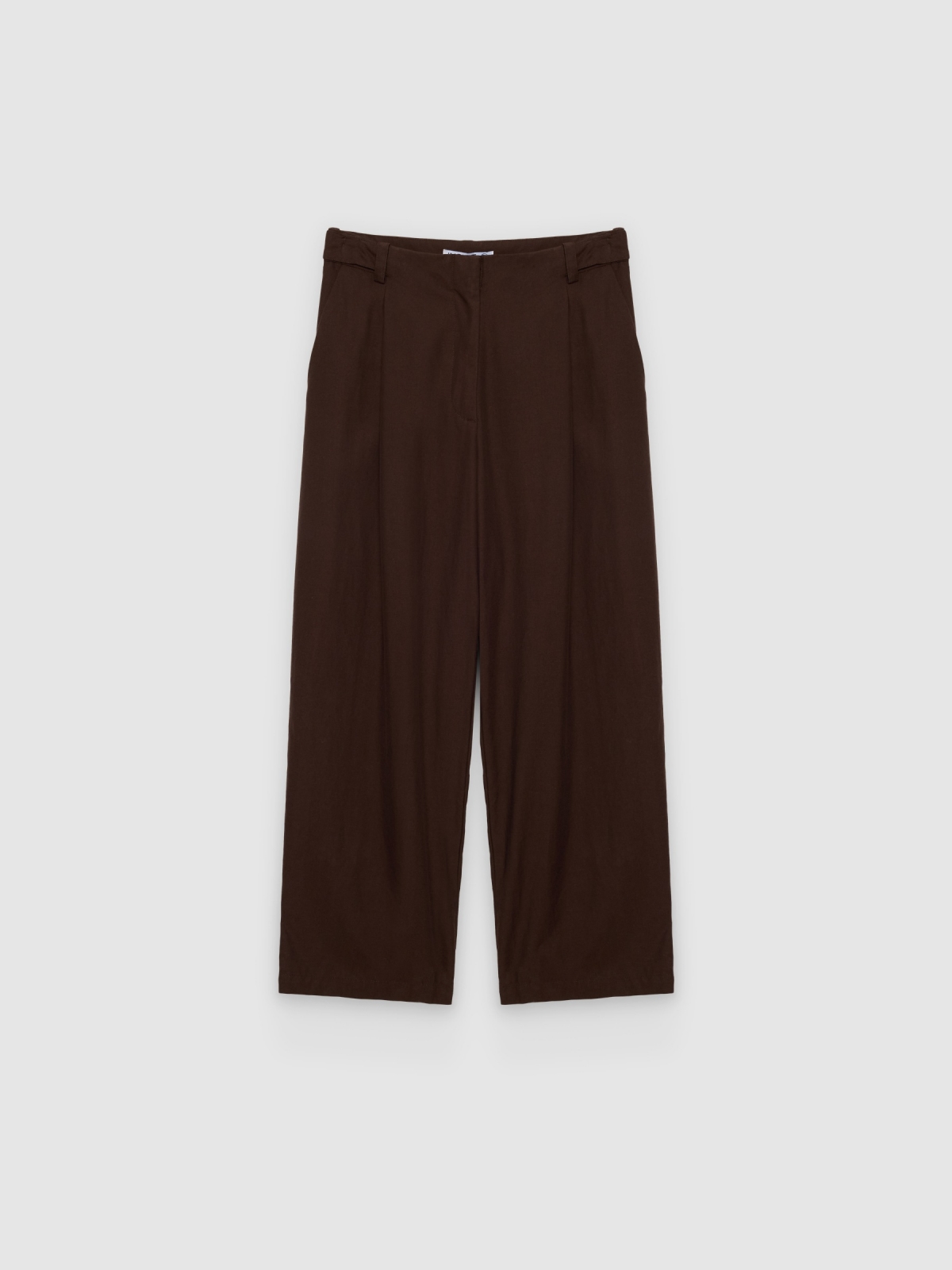 %Pto% Pantalón pinzas algodón ajustable chocolate vista frontal