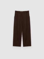 %Pto% Calça de algodão com pregas ajustável chocolate vista frontal
