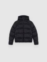 %Pto% Chaqueta acolchada nylon capucha negro vista frontal