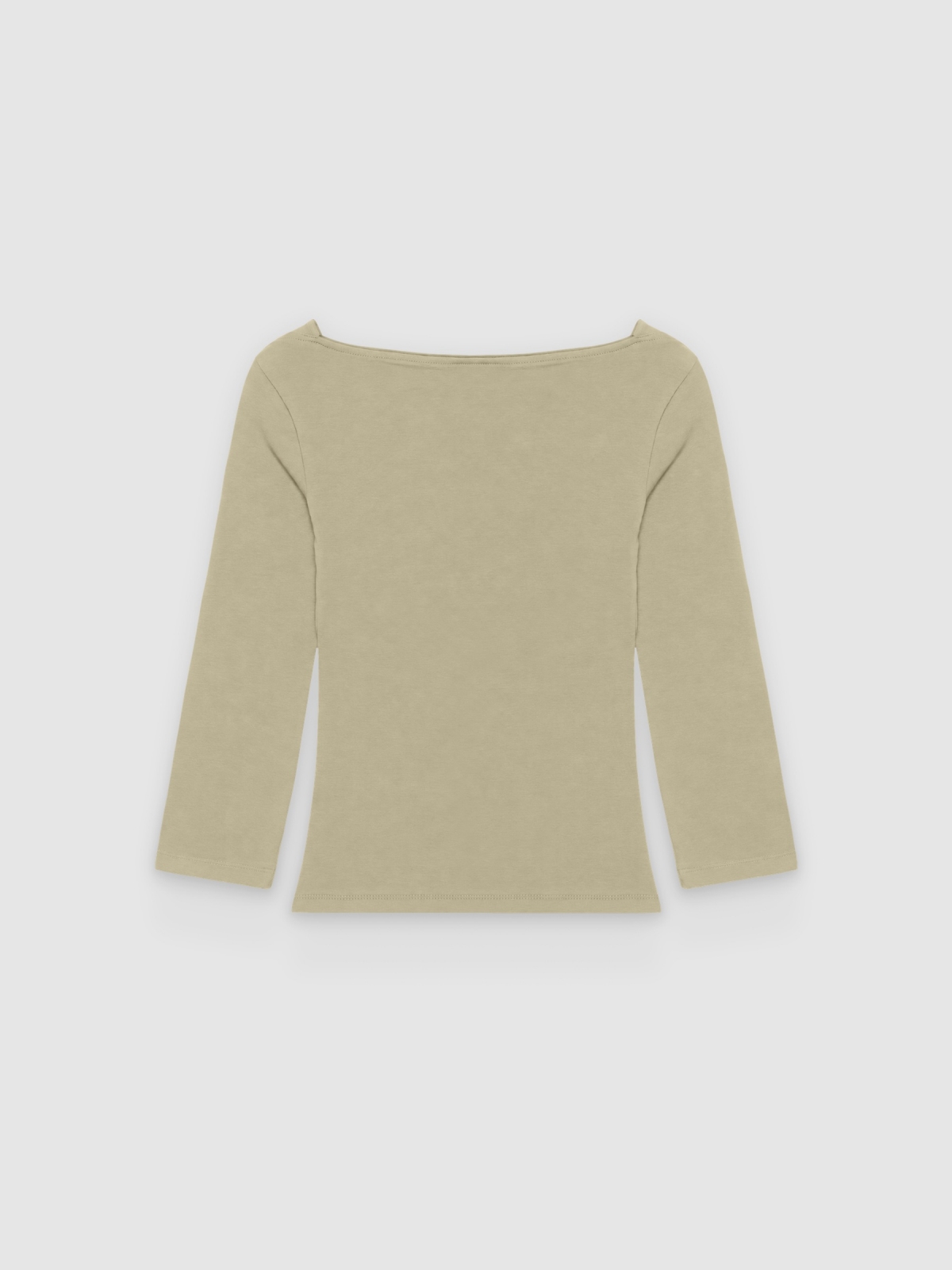 %Pto% Basic boat neck cotton t-shirt greyish green front view