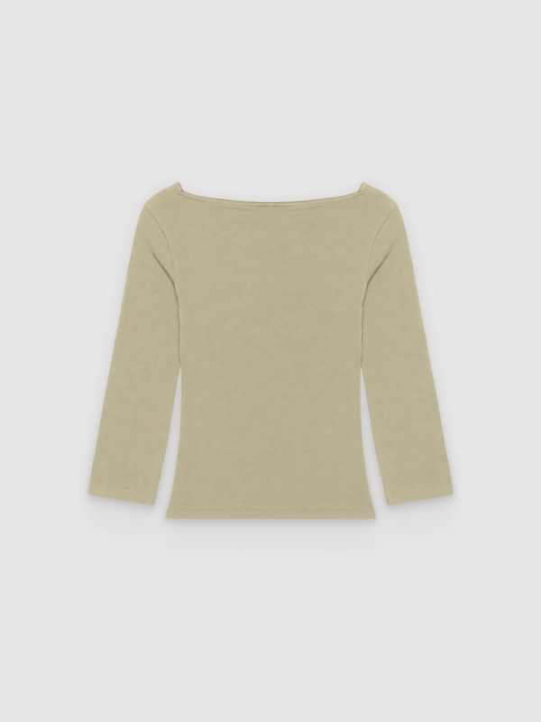  Camiseta básica cuello barco algodón verde grisáceo vista frontal