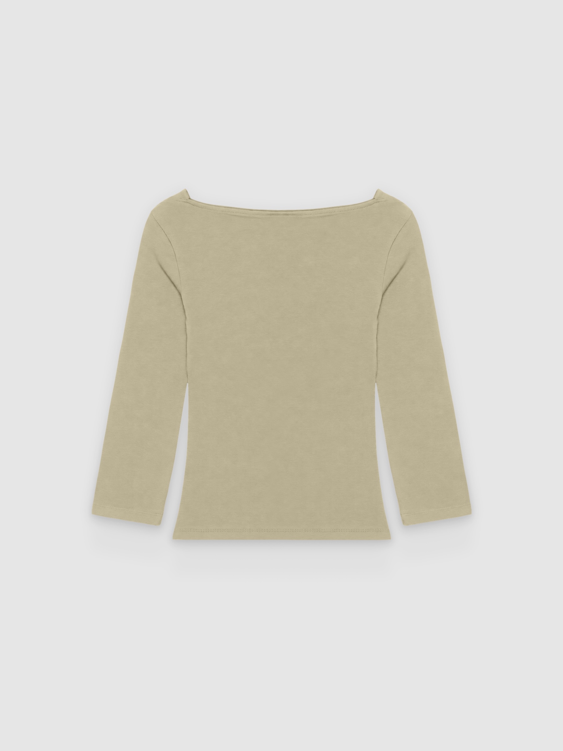  Basic boat neck cotton t-shirt greyish green front view