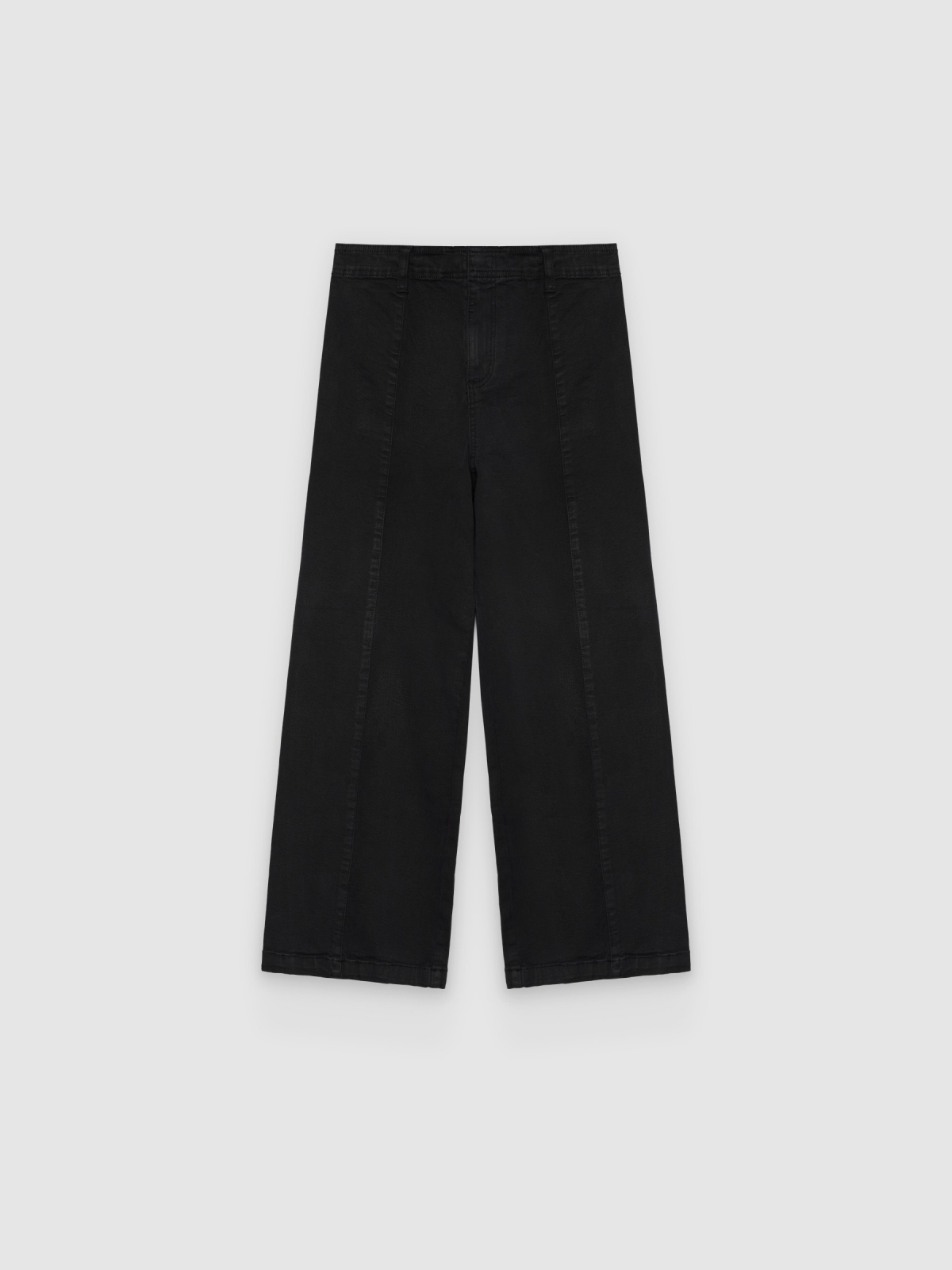 %Pto% Calça culotte de cintura alta preto vista frontal