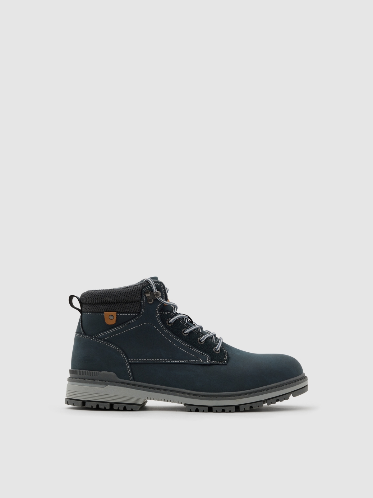 Mountain boot faux leather zipper dark blue