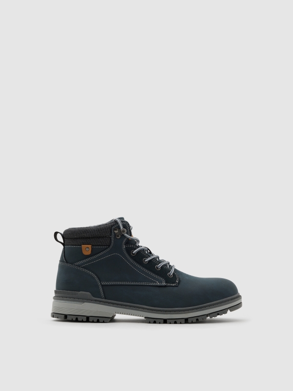 Mountain boot faux leather zipper dark blue