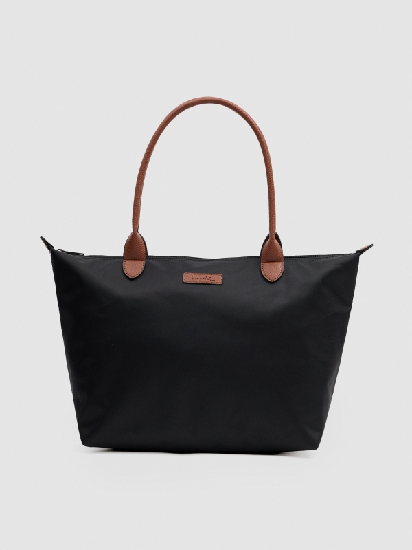 Shopper de lona negra negro vista general frontal