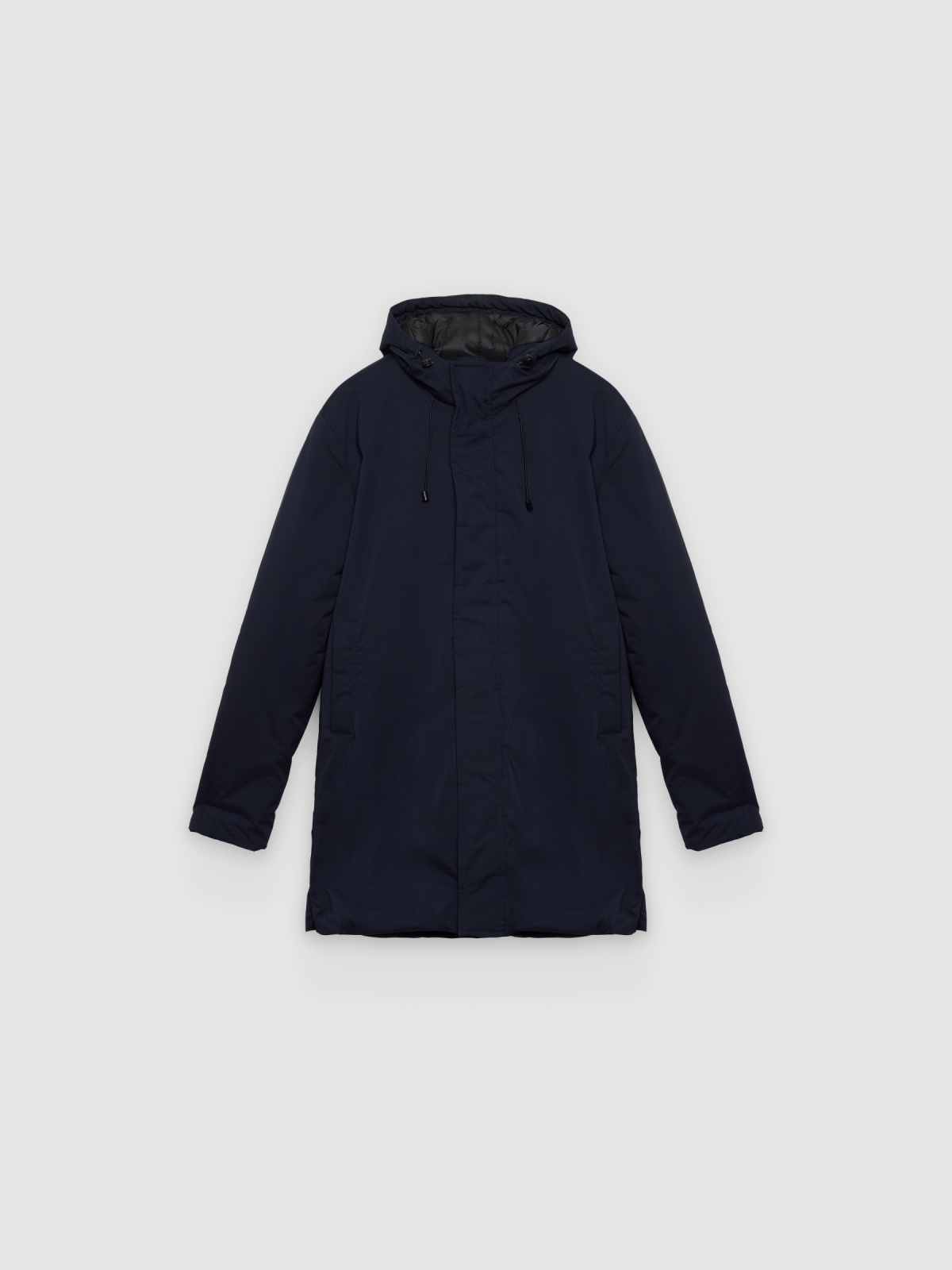 %Pto% Parka de náilon lisa azul marinho vista frontal